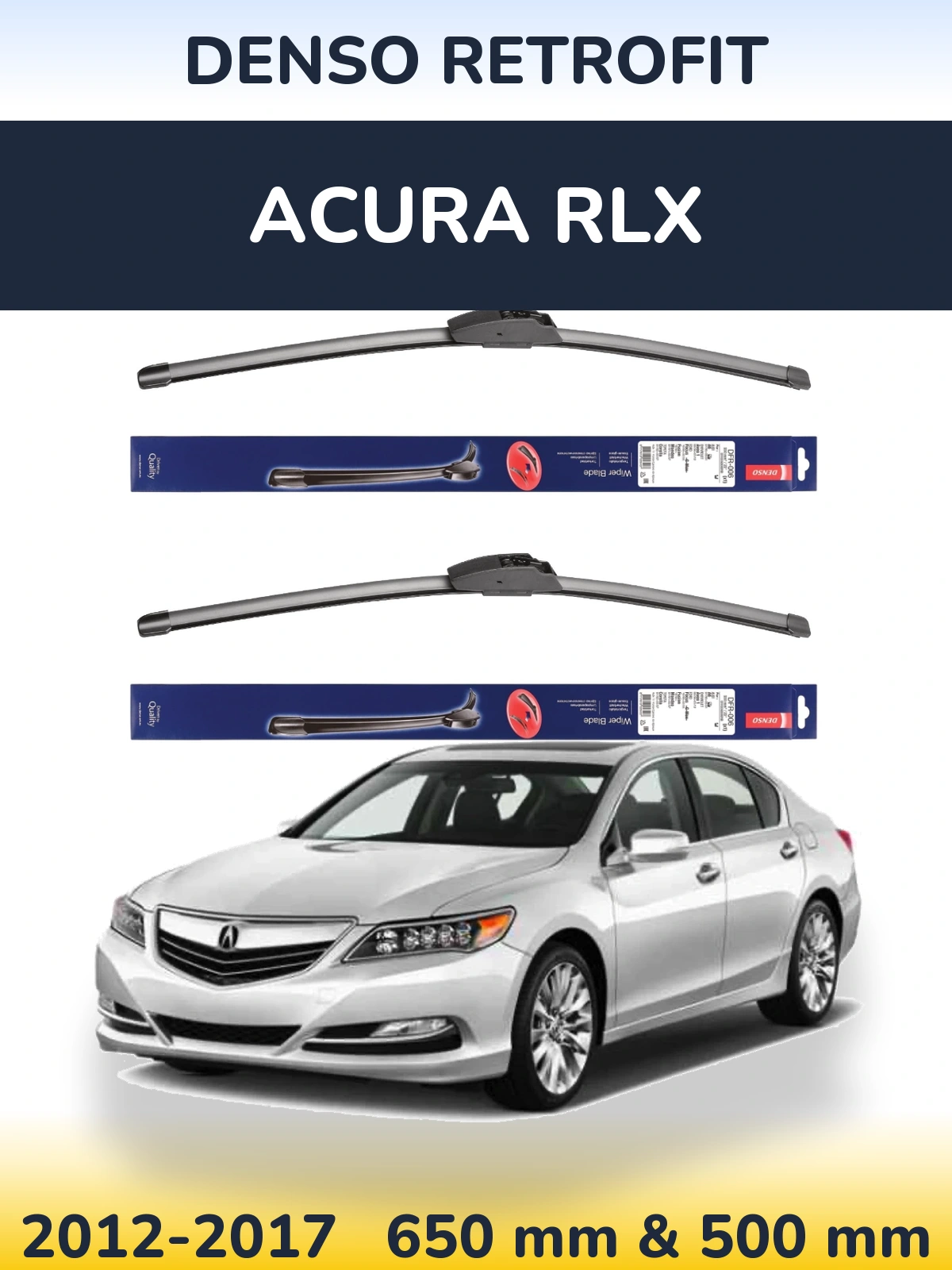 Sada předních stěračů Denso Retrofit 650 a 500 mm pro Acura RLX 2012-2017