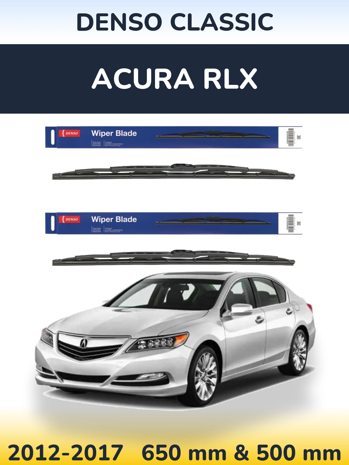 Sada předních stěračů Denso Classic 650 a 500 mm pro Acura RLX 2012-2017