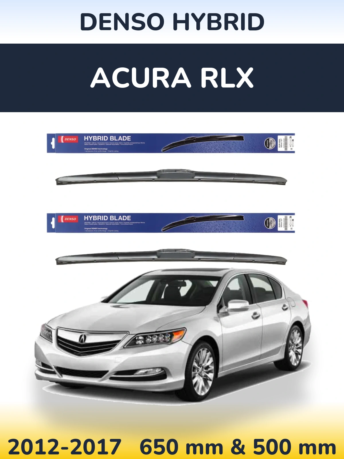 Sada předních stěračů Denso Hybrid 650 a 500 mm pro Acura RLX 2012-2017