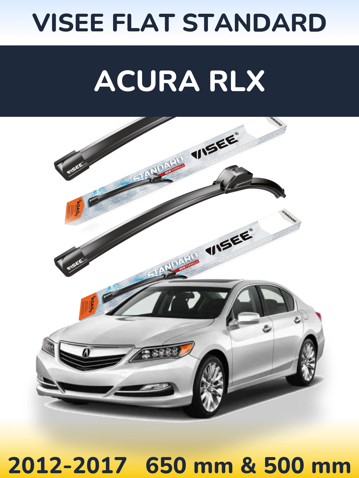 Sada předních stěračů VISEE FLAT STANDARD 650 a 500 mm pro Acura RLX 2012-2017