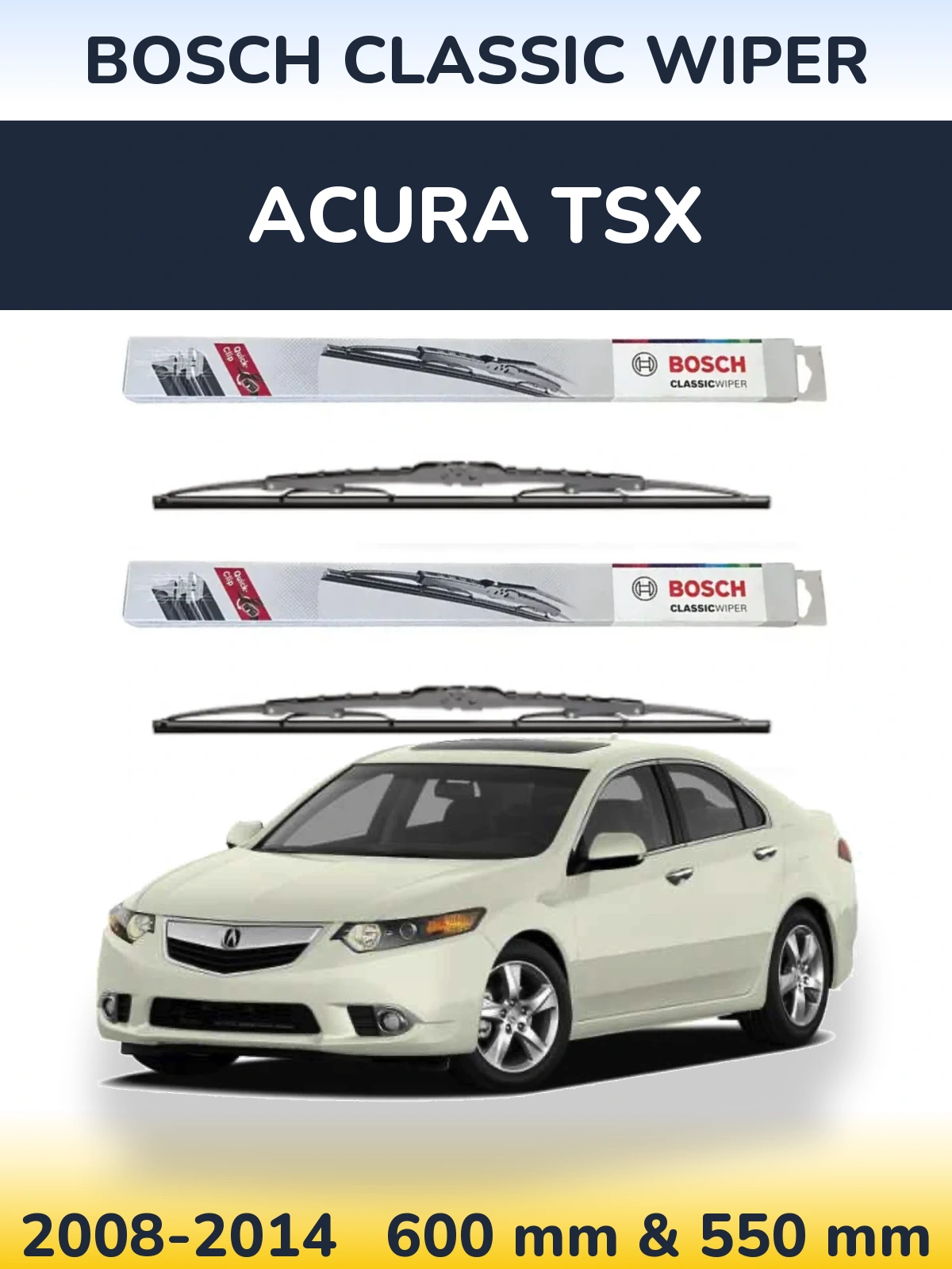 Sada předních stěračů BOSCH Classic Wiper 600 a 550 mm pro Acura TSX 2008-2014