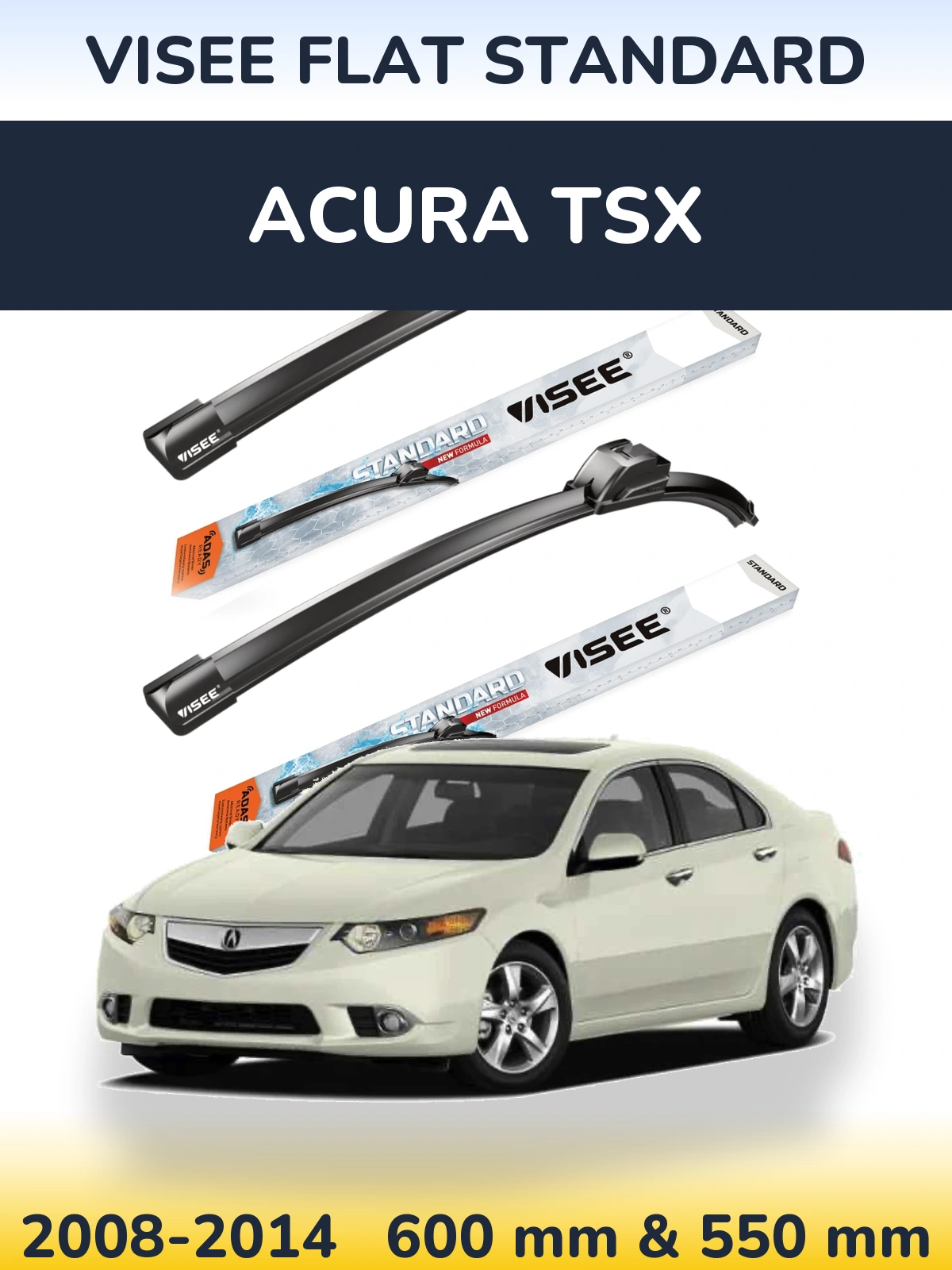 Sada předních stěračů VISEE FLAT STANDARD 600 a 550 mm pro Acura TSX 2008-2014