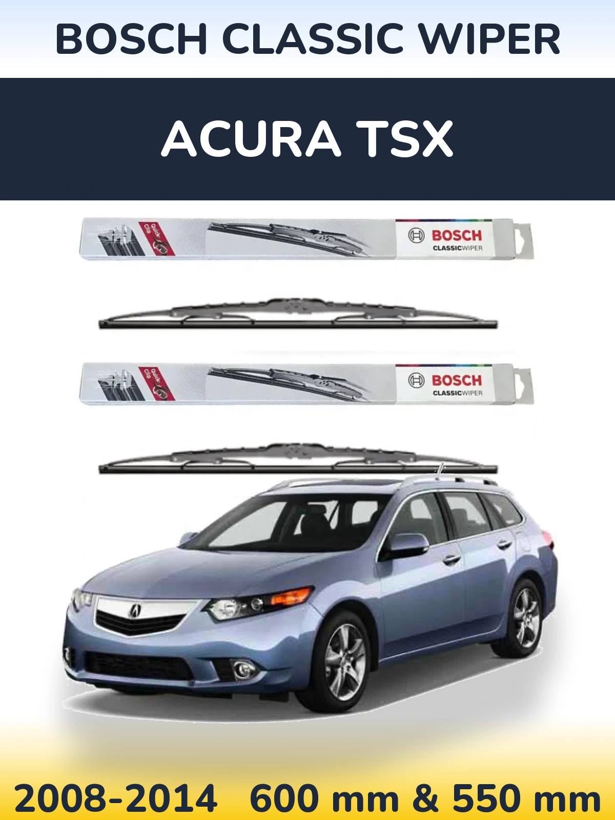 Sada předních stěračů BOSCH Classic Wiper 600 a 550 mm pro Acura TSX 2008-2014