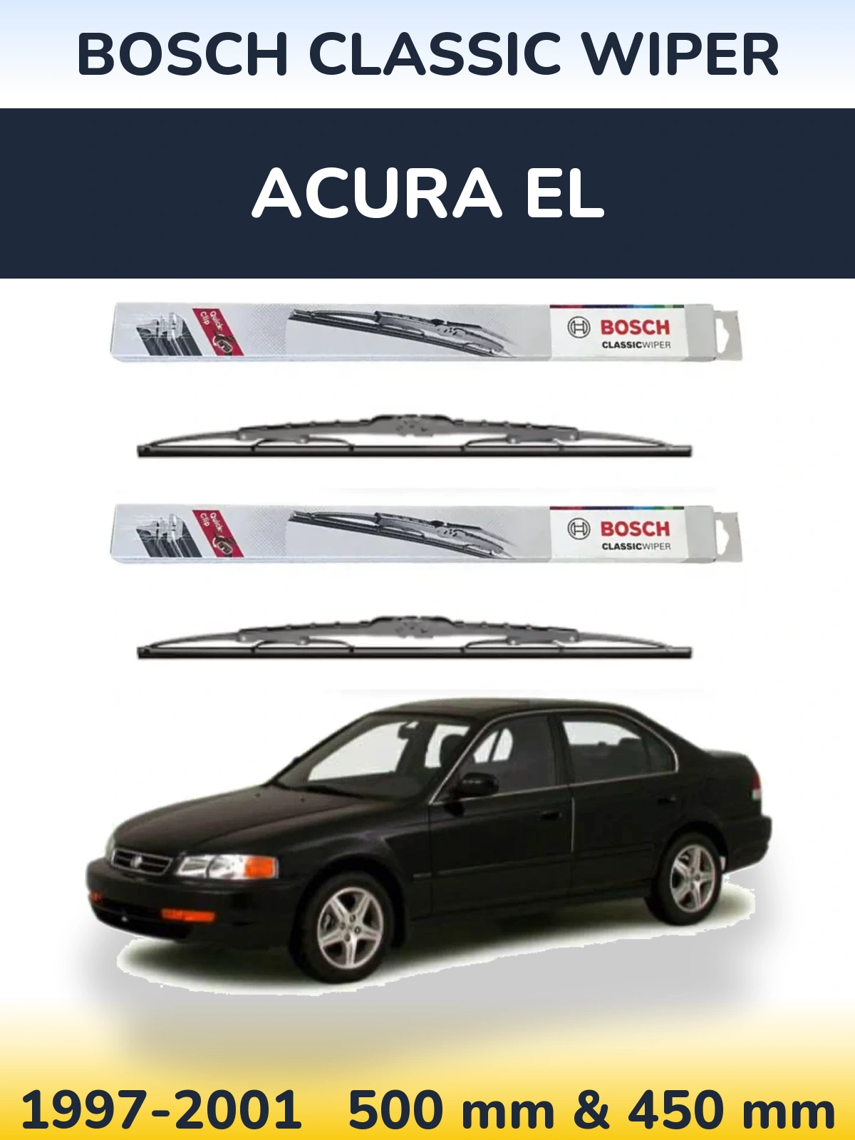 Sada předních stěračů BOSCH Classic Wiper 500 a 450 mm pro Acura EL 1997-2001