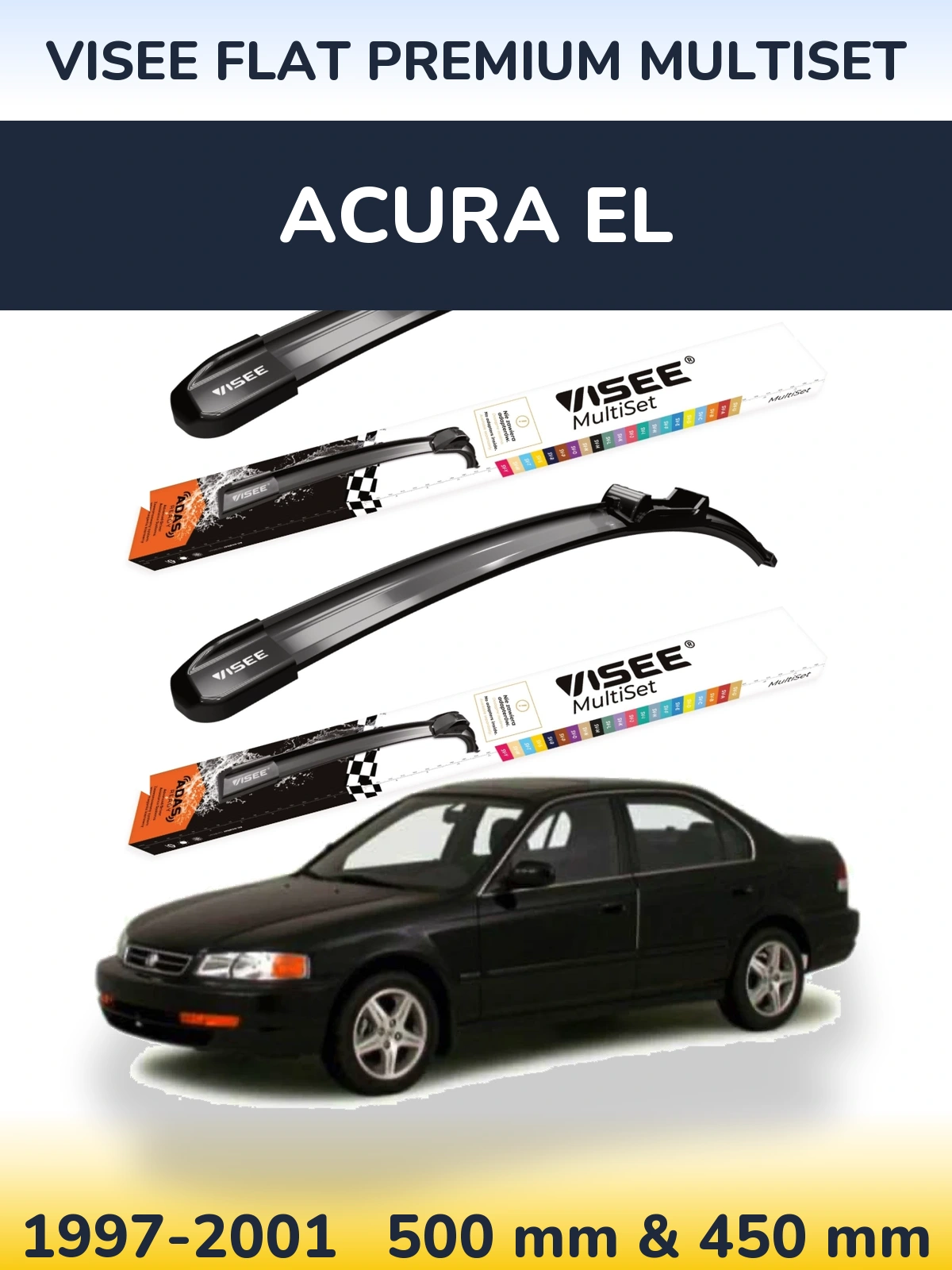 Sada předních stěračů VISEE FLAT PREMIUM MultiSet 500 a 450 mm pro Acura EL 1997-2001