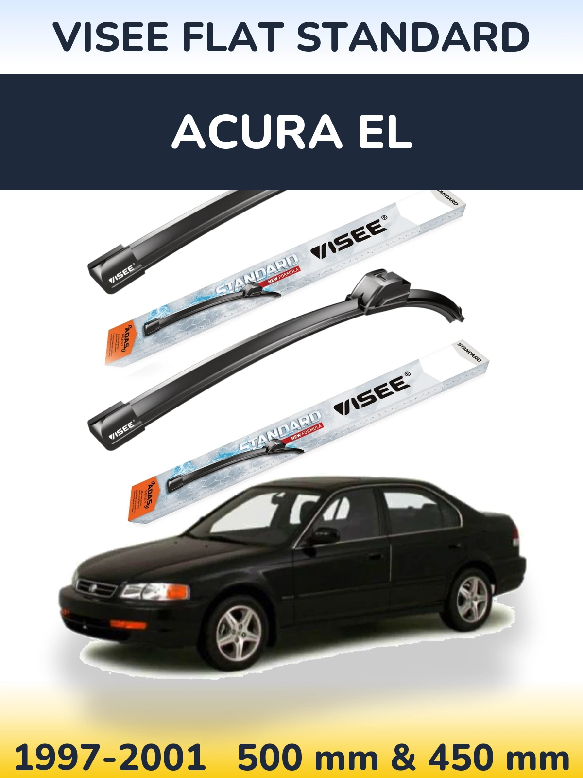 Комплект передніх щіток VISEE FLAT STANDARD 500 & 450 мм для Acura EL 1997-2001
