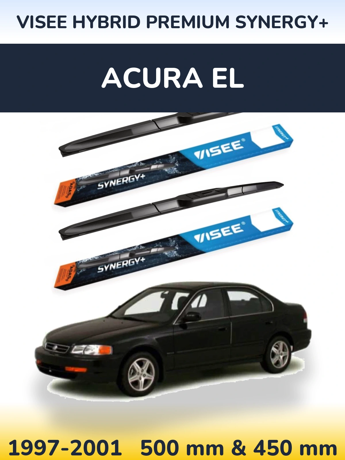 Sada předních stěračů VISEE HYBRID PREMIUM SYNERGY+ 500 a 450 mm pro Acura EL 1997-2001