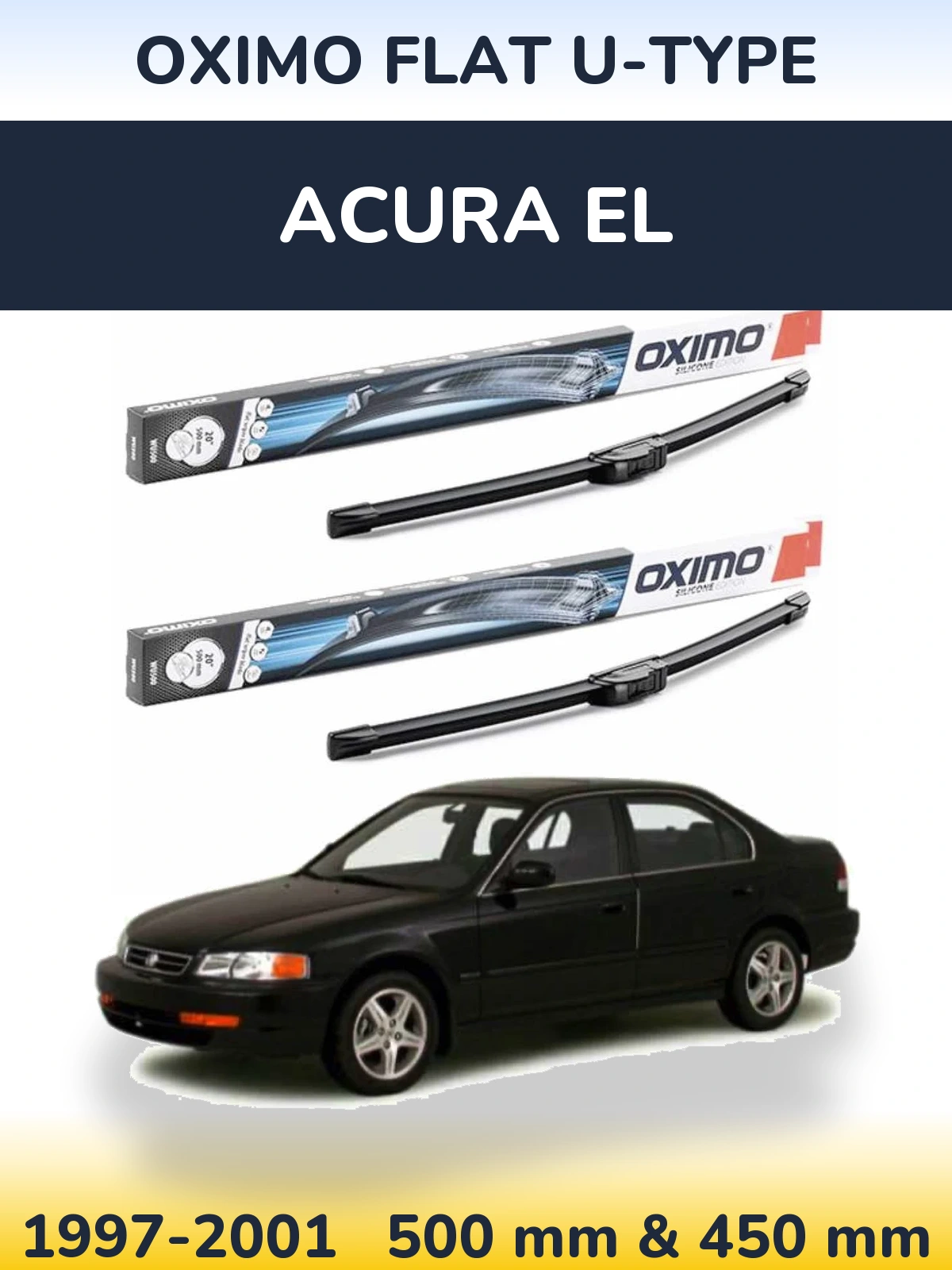 Sada předních stěračů Oximo Flat U-type 500 a 450 mm pro Acura EL 1997-2001