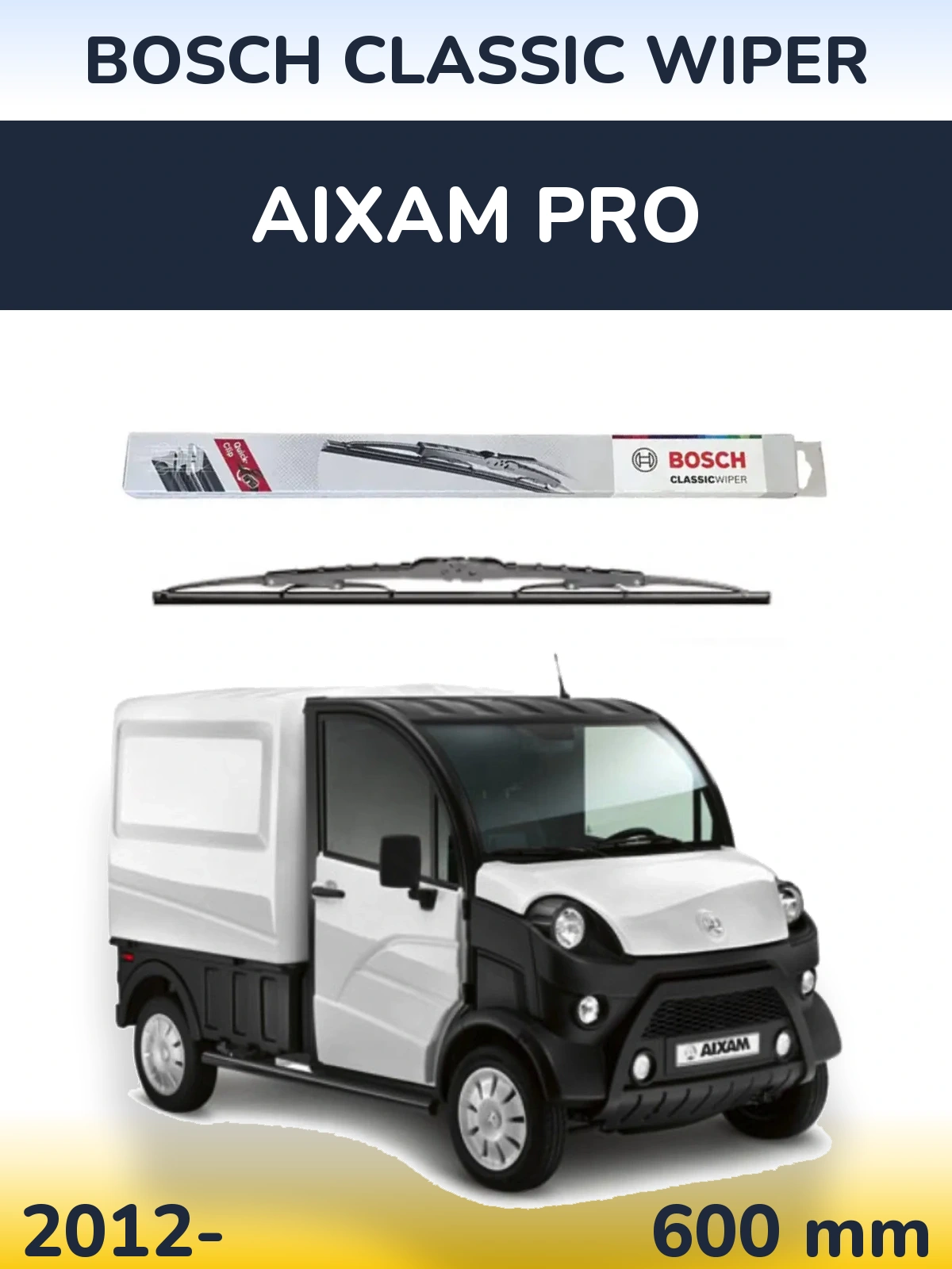 Přední stěrač BOSCH Classic Wiper 600 mm pro Aixam PRO 2012-2026