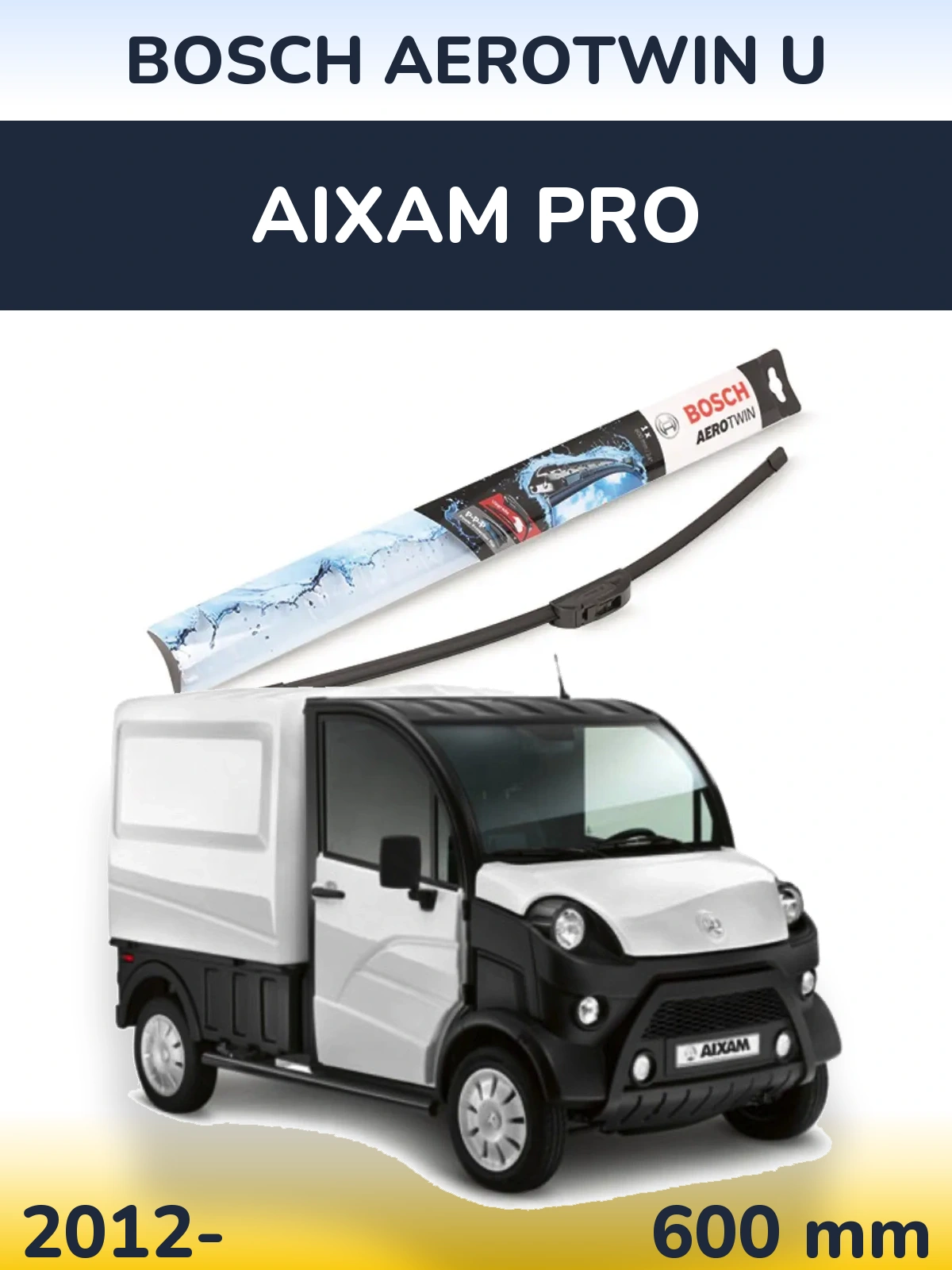 Передня щітка BOSCH AeroTwin U 600 мм для Aixam PRO 2012-2026