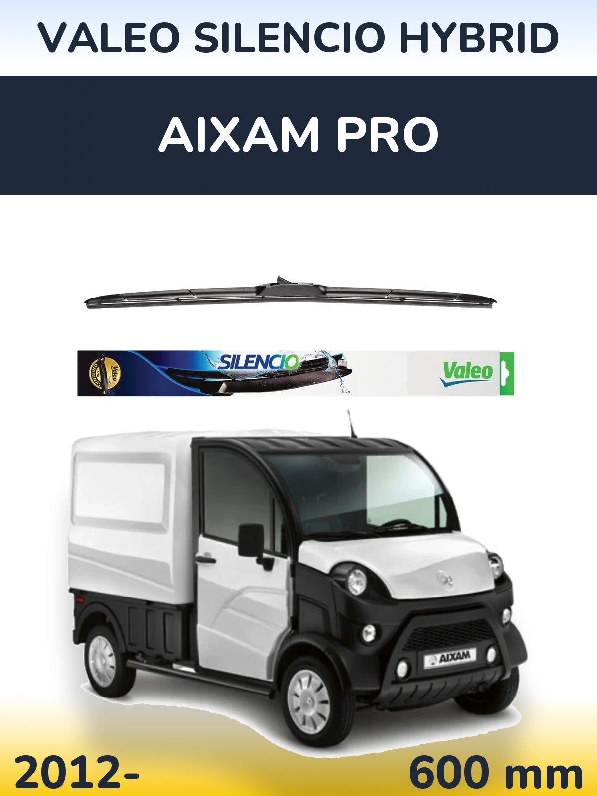 Přední stěrač Valeo Silencio Hybrid 600 mm pro Aixam PRO 2012-2026