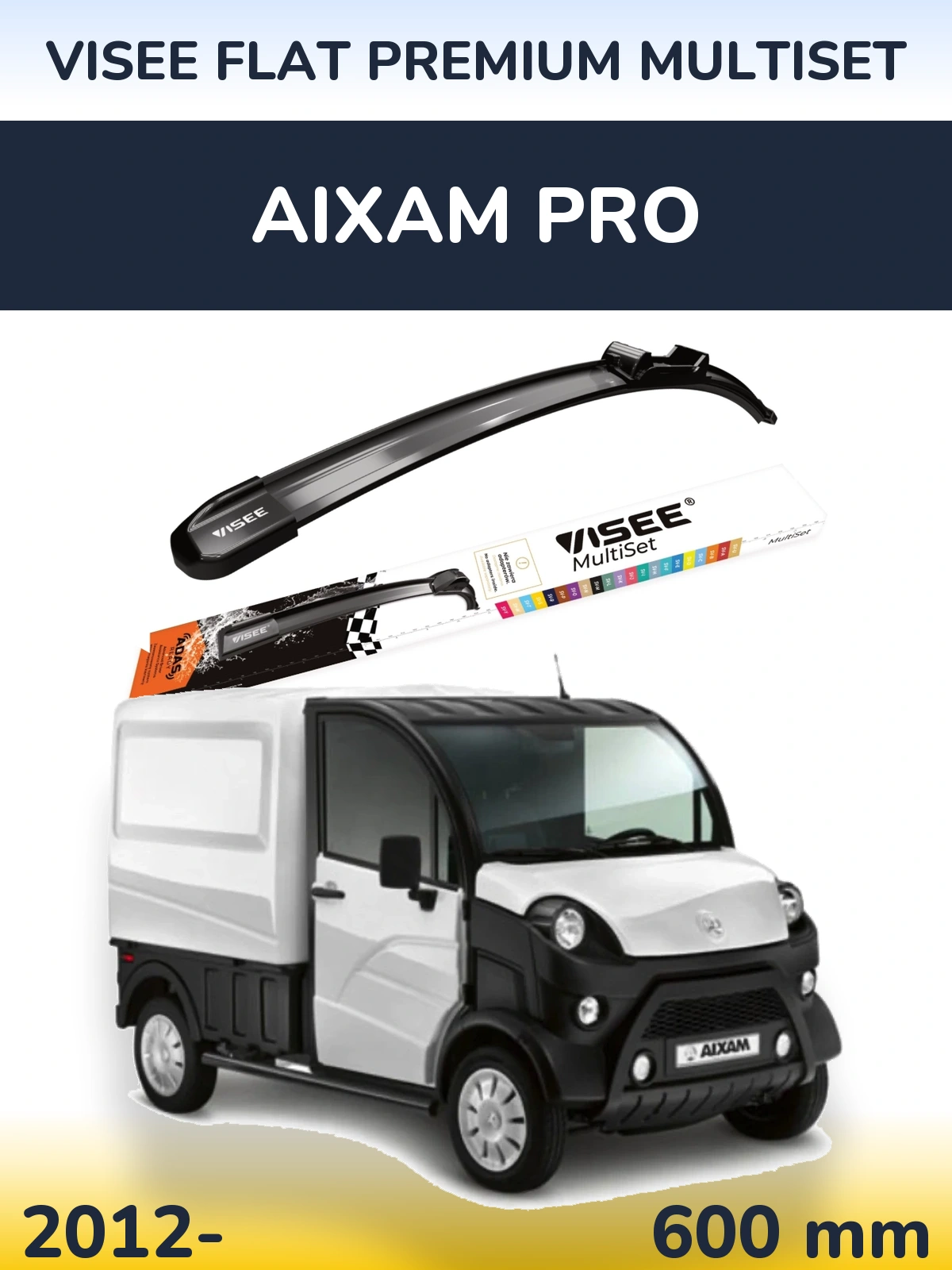 Přední stěrač VISEE FLAT PREMIUM MultiSet 600 mm pro Aixam PRO 2012-2026
