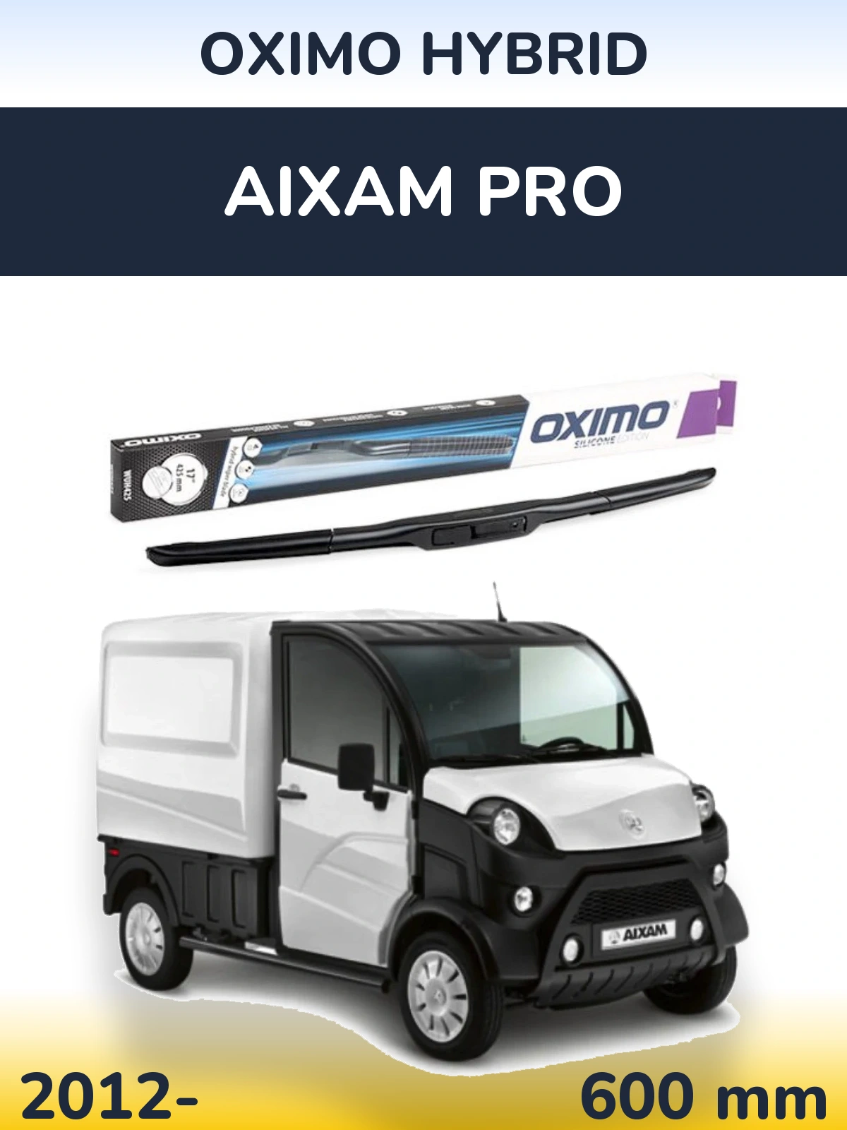 Přední stěrač Oximo Hybrid 600 mm pro Aixam PRO 2012-2026