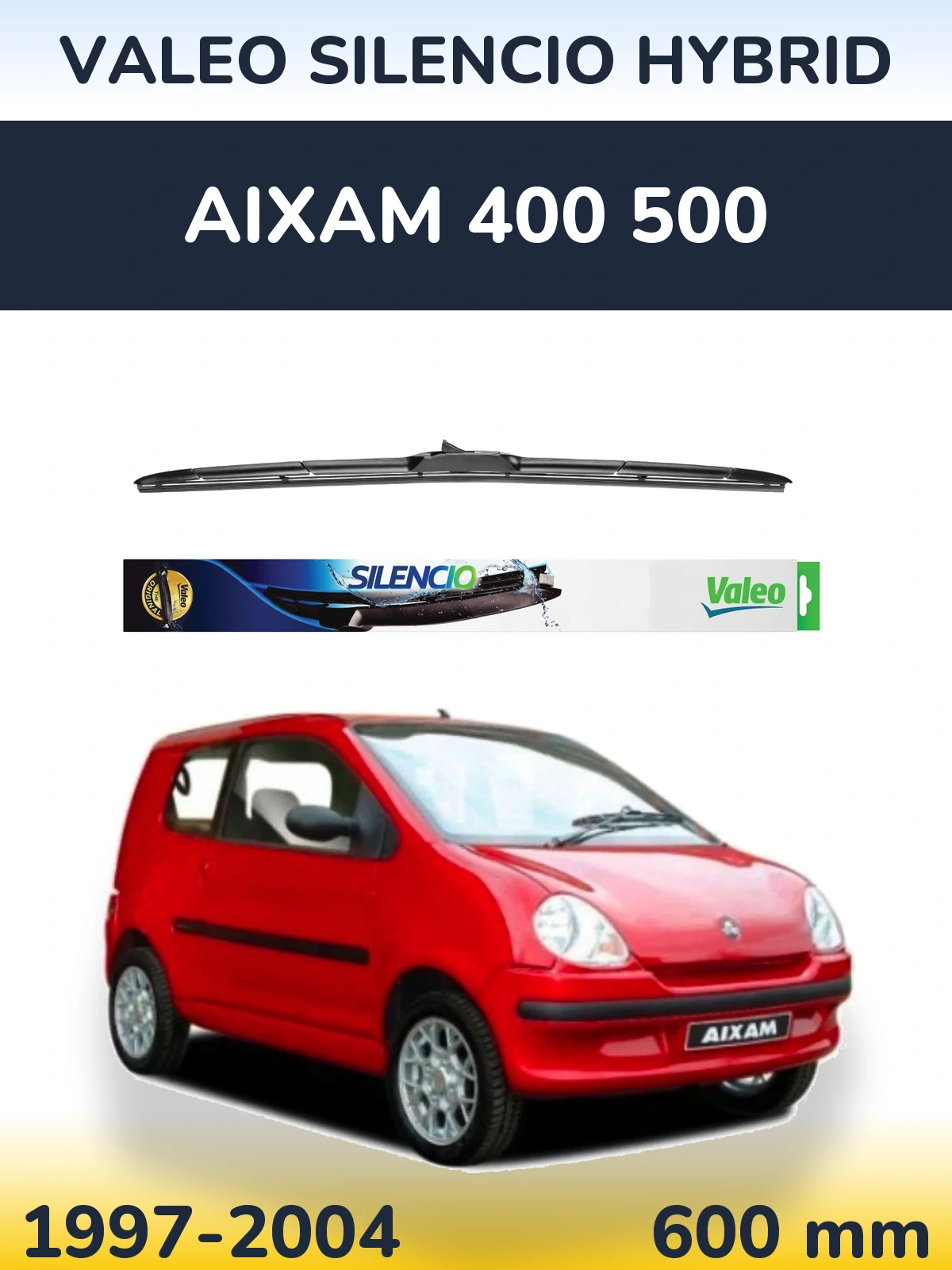 Передня щітка Valeo Silencio Hybrid 600 мм для Aixam 400 500 1997-2004