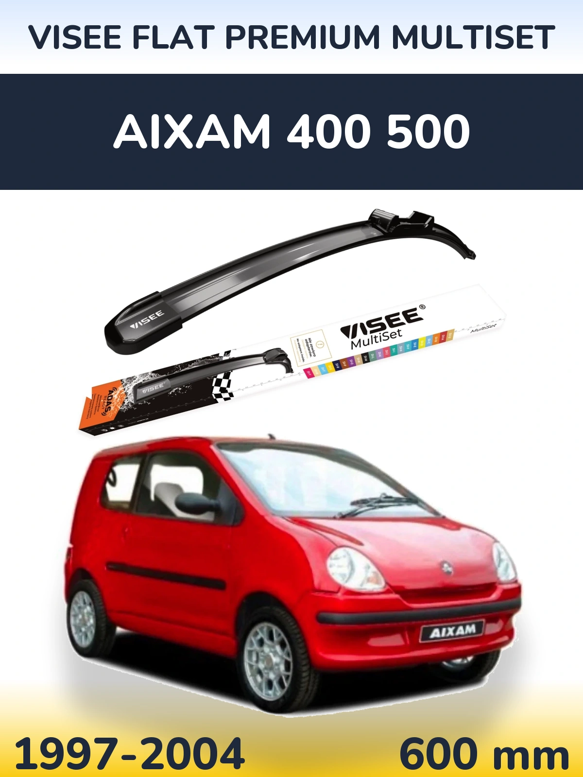 Přední stěrač VISEE FLAT PREMIUM MultiSet 600 mm pro Aixam 400 500 1997-2004