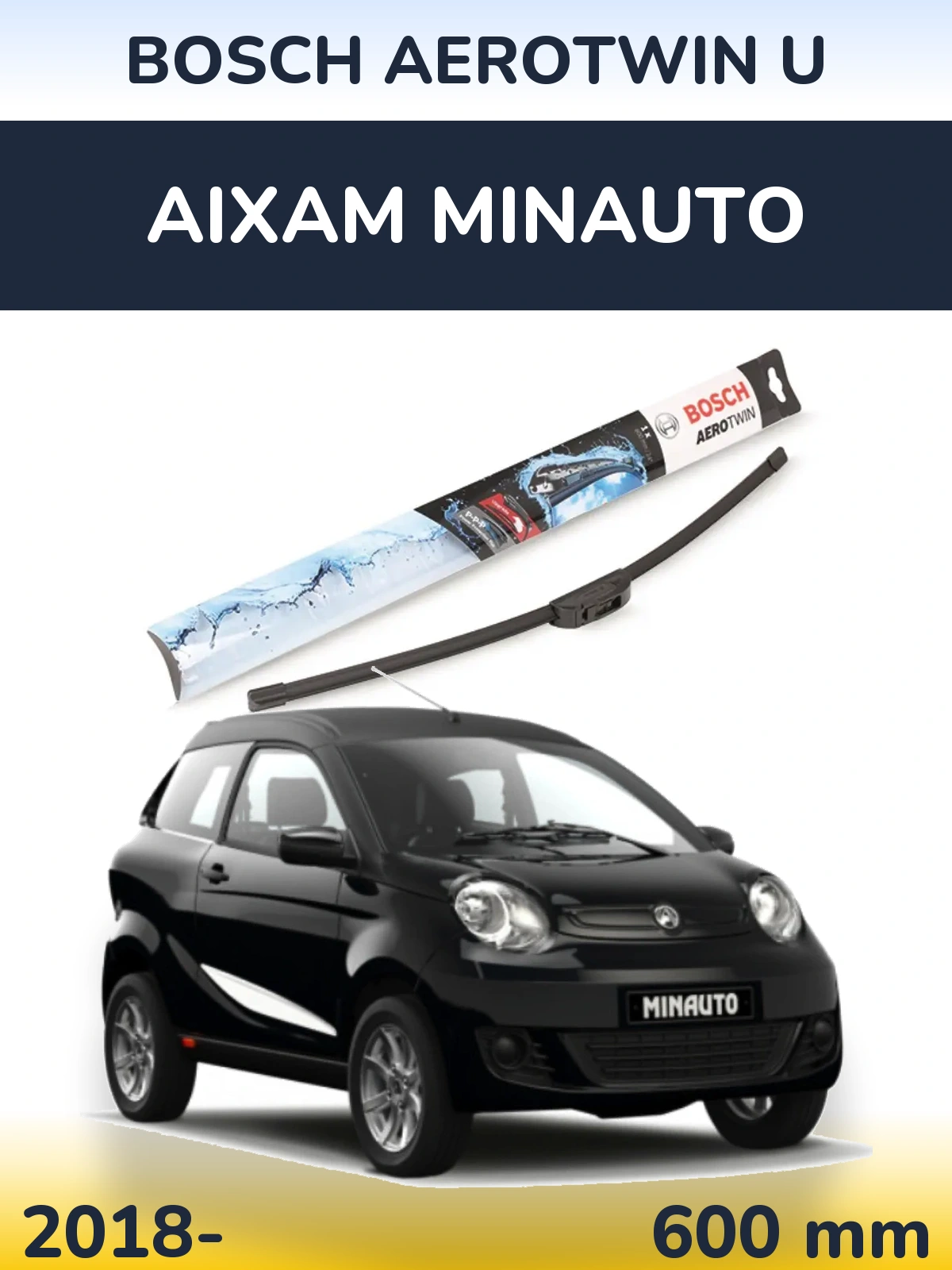 Přední stěrač BOSCH AeroTwin U 600 mm pro Aixam Minauto 2018-2026