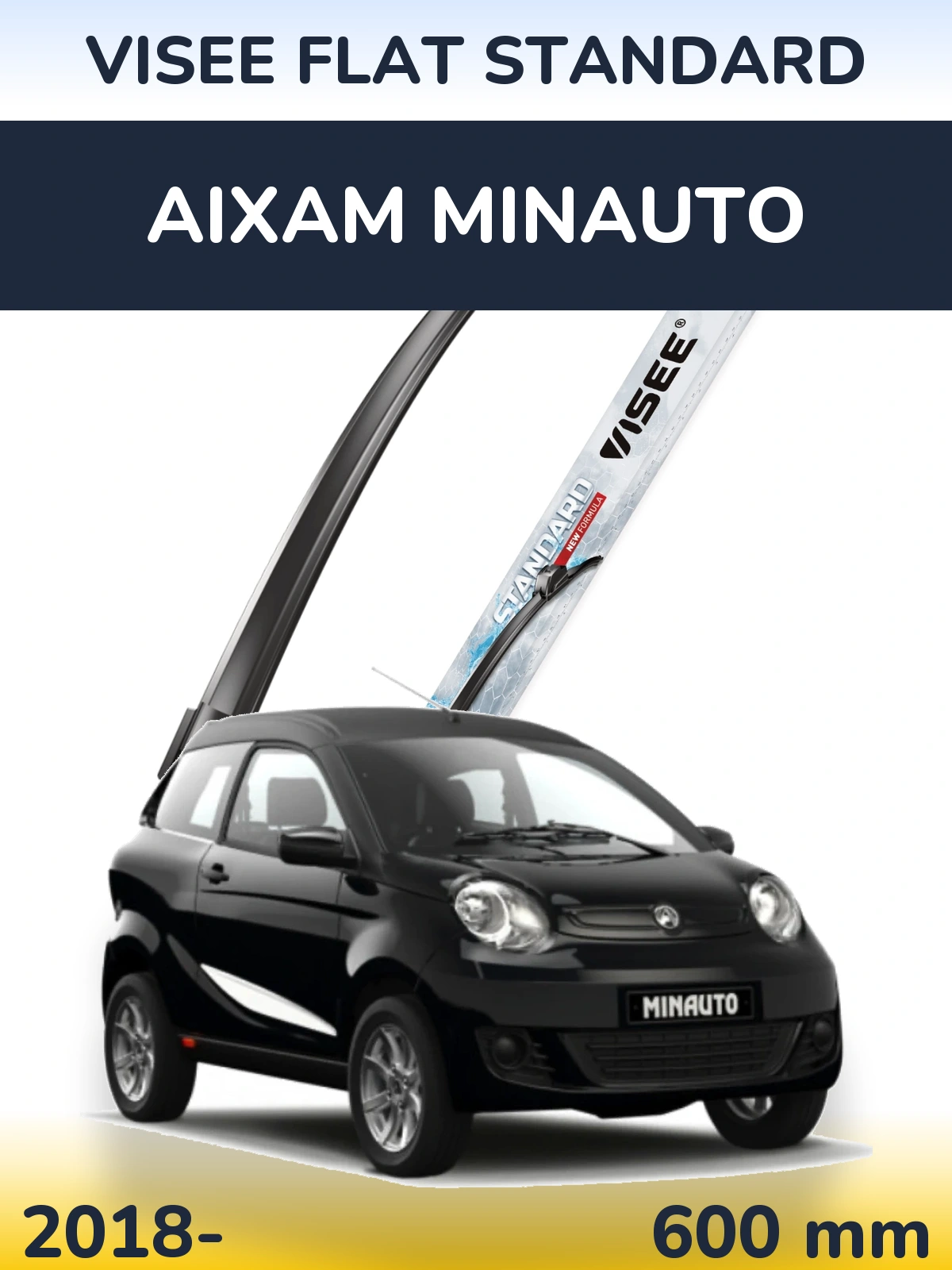 Přední stěrač VISEE FLAT STANDARD 600 mm pro Aixam Minauto 2018-2026