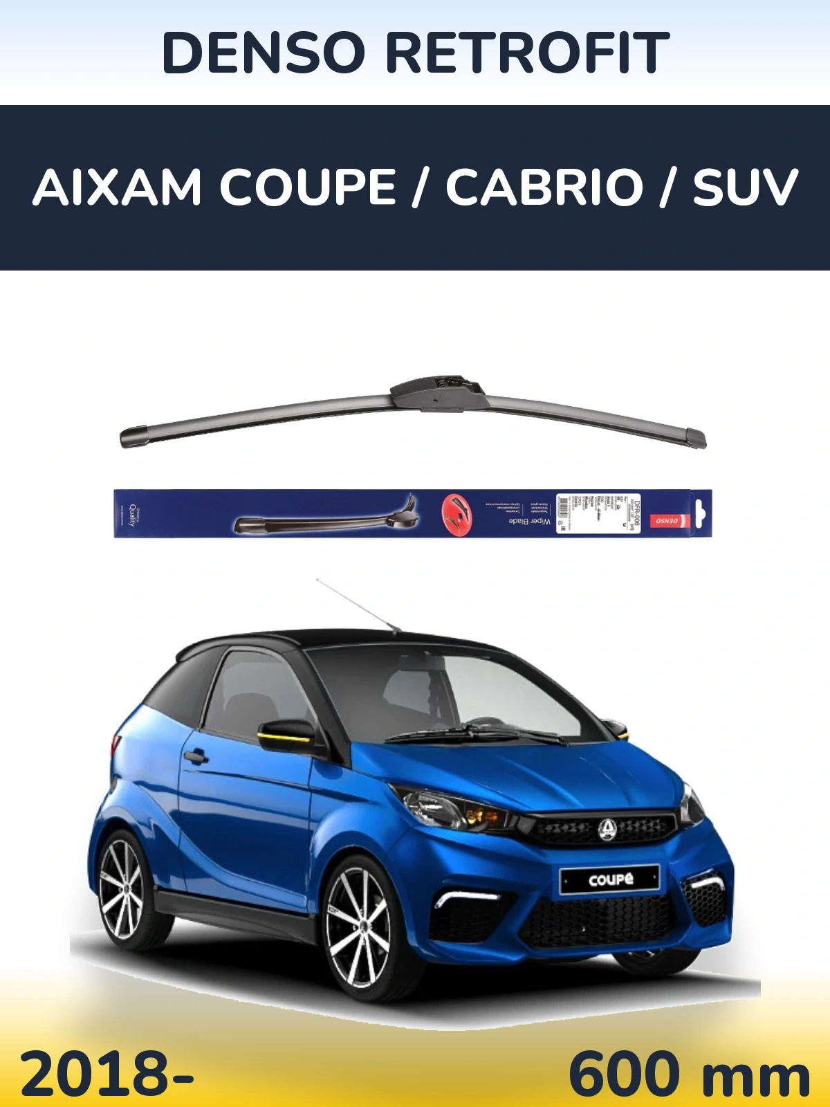 Přední stěrač Denso Retrofit 600 mm pro Aixam Coupe / Cabrio / SUV 2018-2026