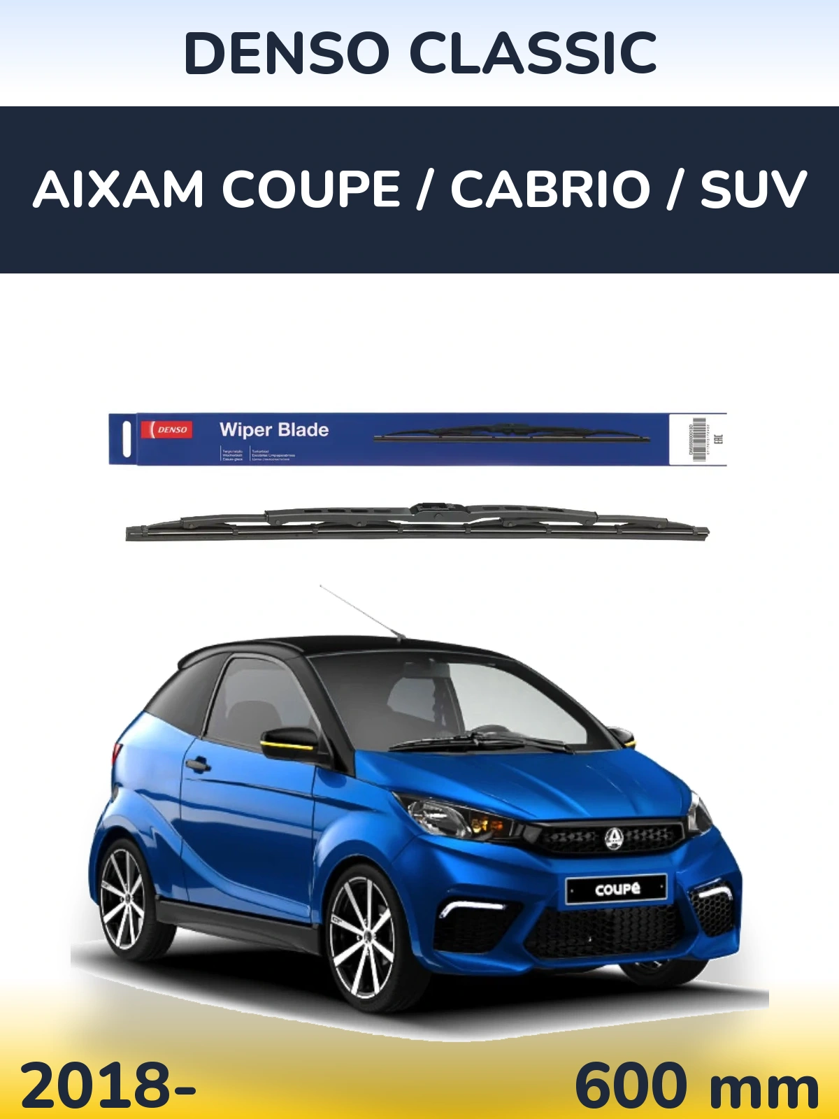 Přední stěrač Denso Classic 600 mm pro Aixam Coupe / Cabrio / SUV 2018-2026