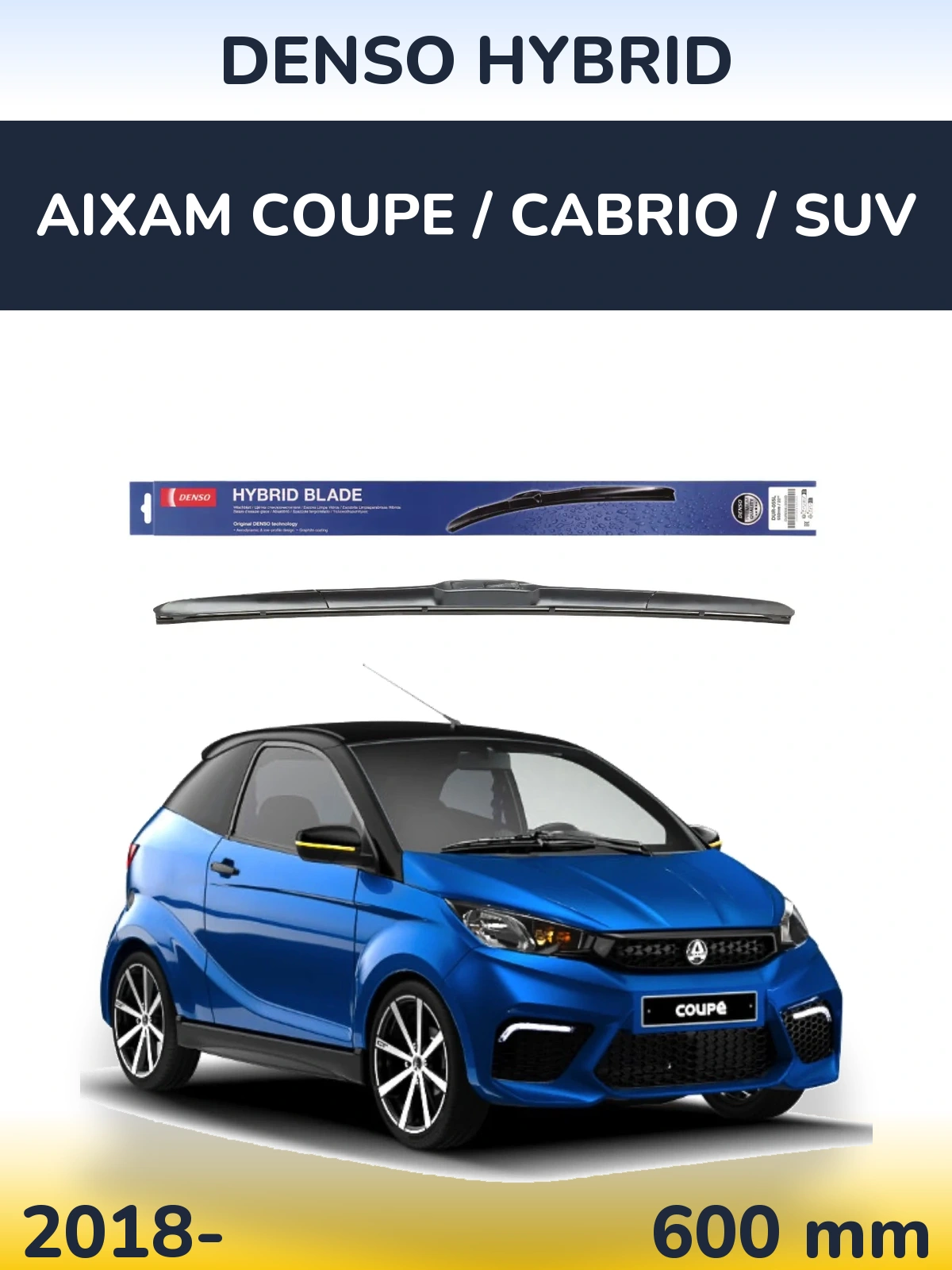 Přední stěrač Denso Hybrid 600 mm pro Aixam Coupe / Cabrio / SUV 2018-2026