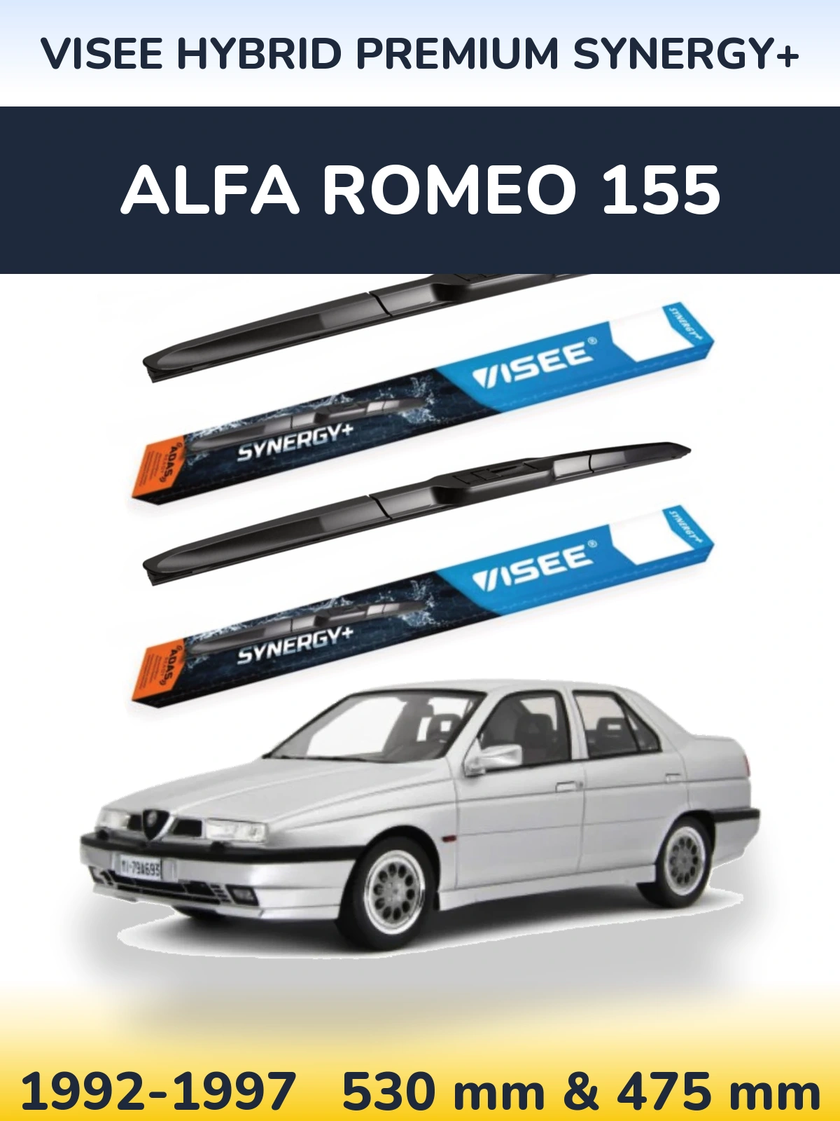 Sada předních stěračů VISEE HYBRID PREMIUM SYNERGY+ 530 a 475 mm pro Alfa Romeo 155 1992-1997