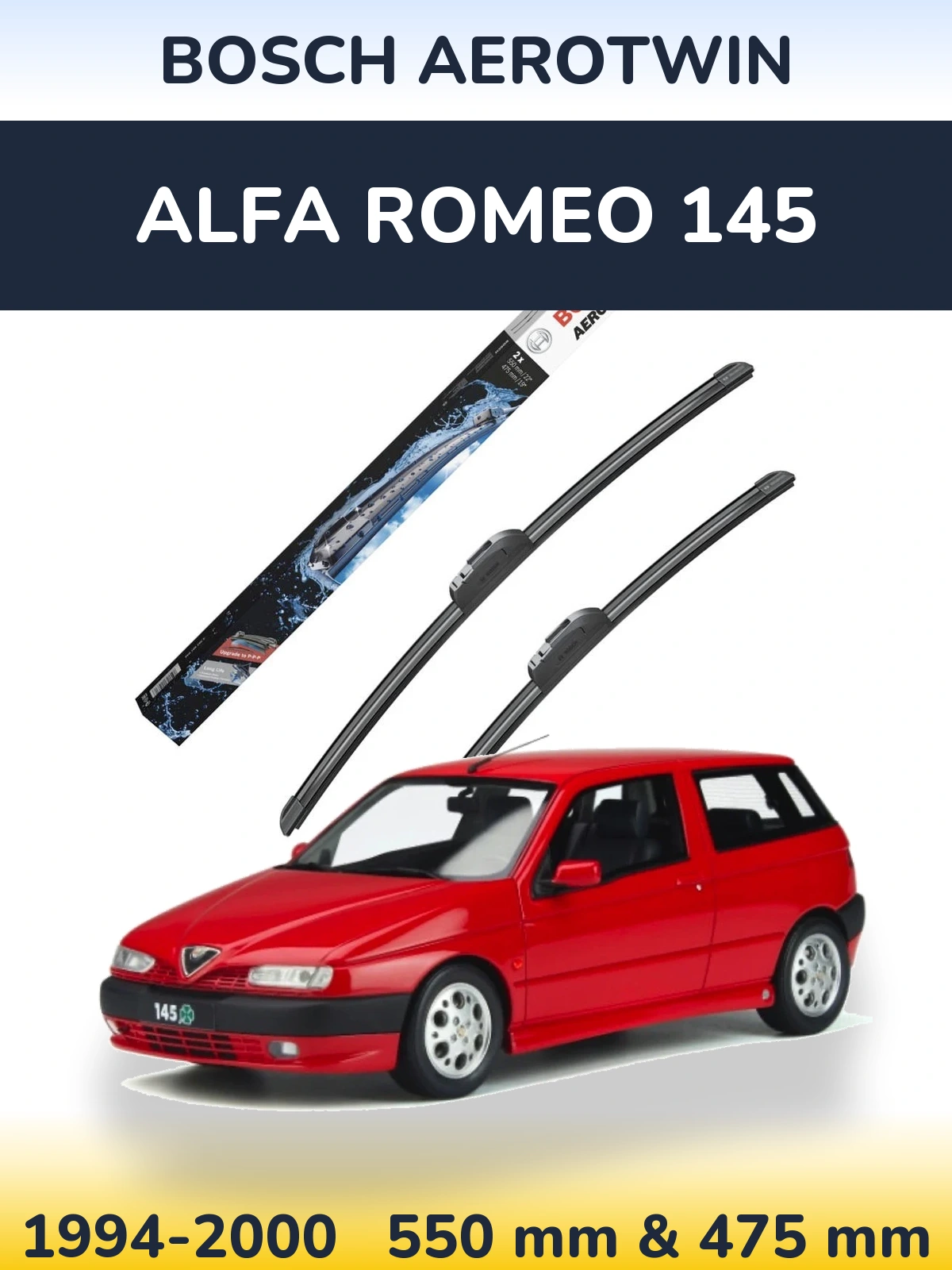 Sada předních stěračů BOSCH AeroTwin 550 a 475 mm pro Alfa Romeo 145 1994-2000