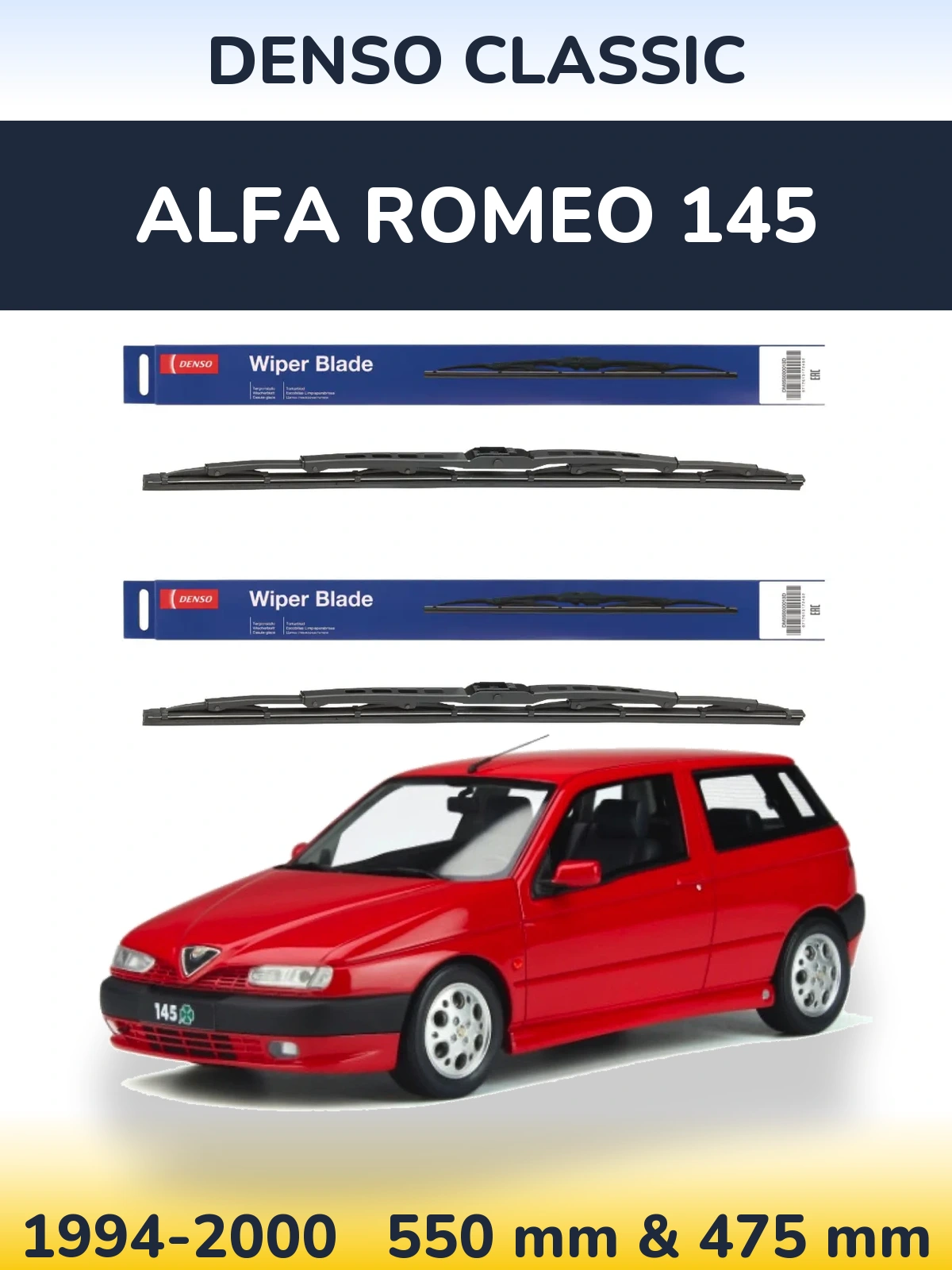 Комплект передніх щіток Denso Classic 550 & 475 мм для Alfa Romeo 145 1994-2000
