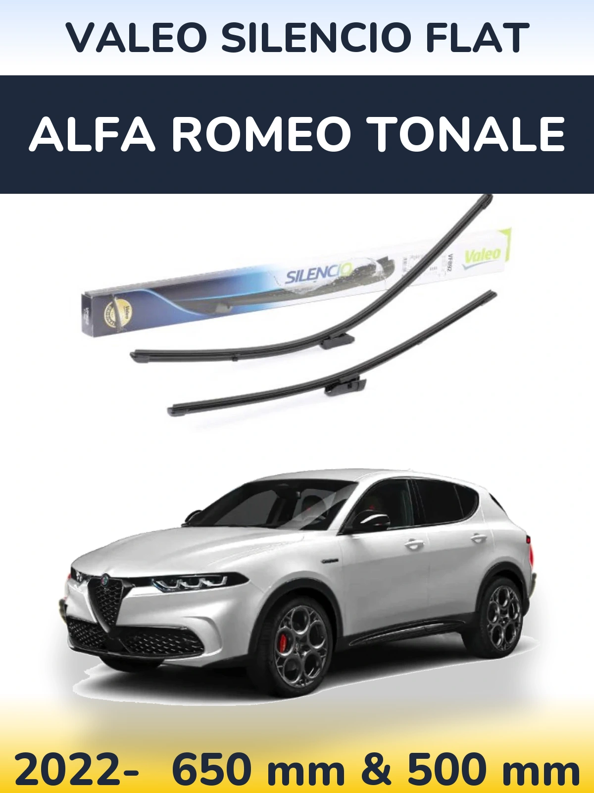 Комплект передніх щіток Valeo Silencio Flat 630 & 500 мм для Alfa Romeo Tonale 2022-2026