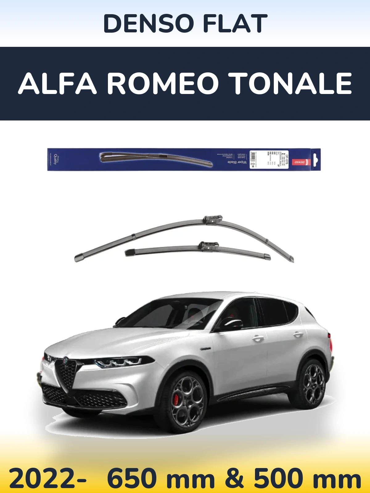 Комплект передніх щіток Denso Flat 630 & 500 мм для Alfa Romeo Tonale 2022-2026