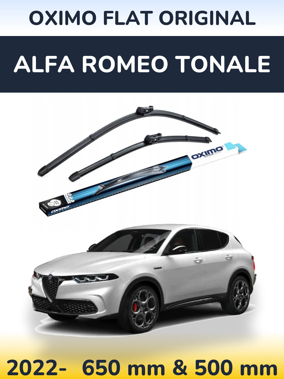 Комплект передніх щіток Oximo Flat Original 650 & 500 мм для Alfa Romeo Tonale 2022-2026