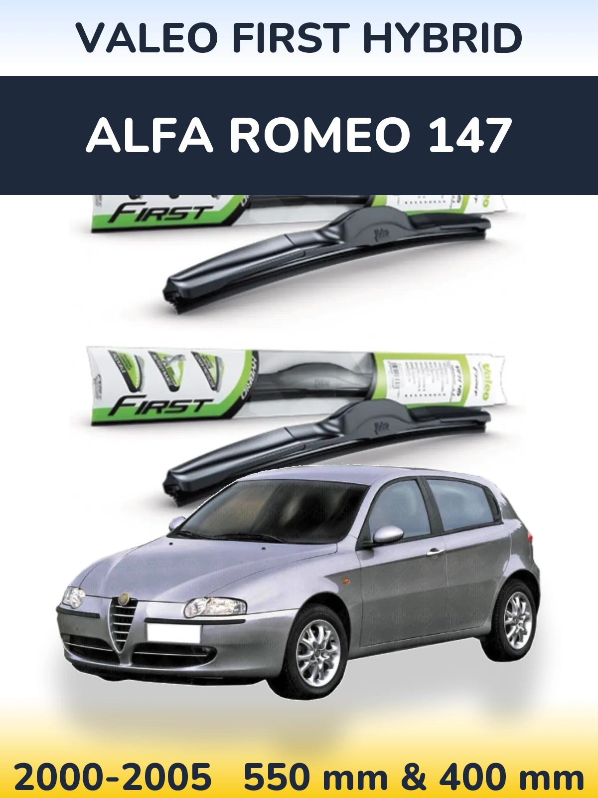 Sada předních stěračů Valeo First Hybrid 550 a 400 mm pro Alfa Romeo 147 2000-2005