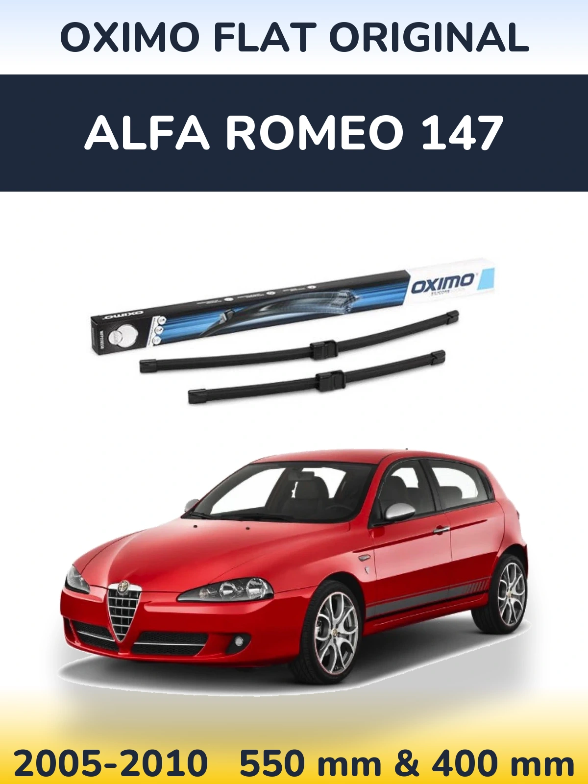 Sada předních stěračů Oximo Flat Original 550 a 400 mm pro Alfa Romeo 147 2005-2010