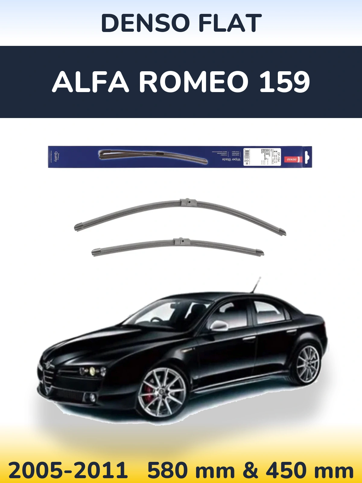 Sada předních stěračů Denso Flat 580 a 450 mm pro Alfa Romeo 159 2005-2011