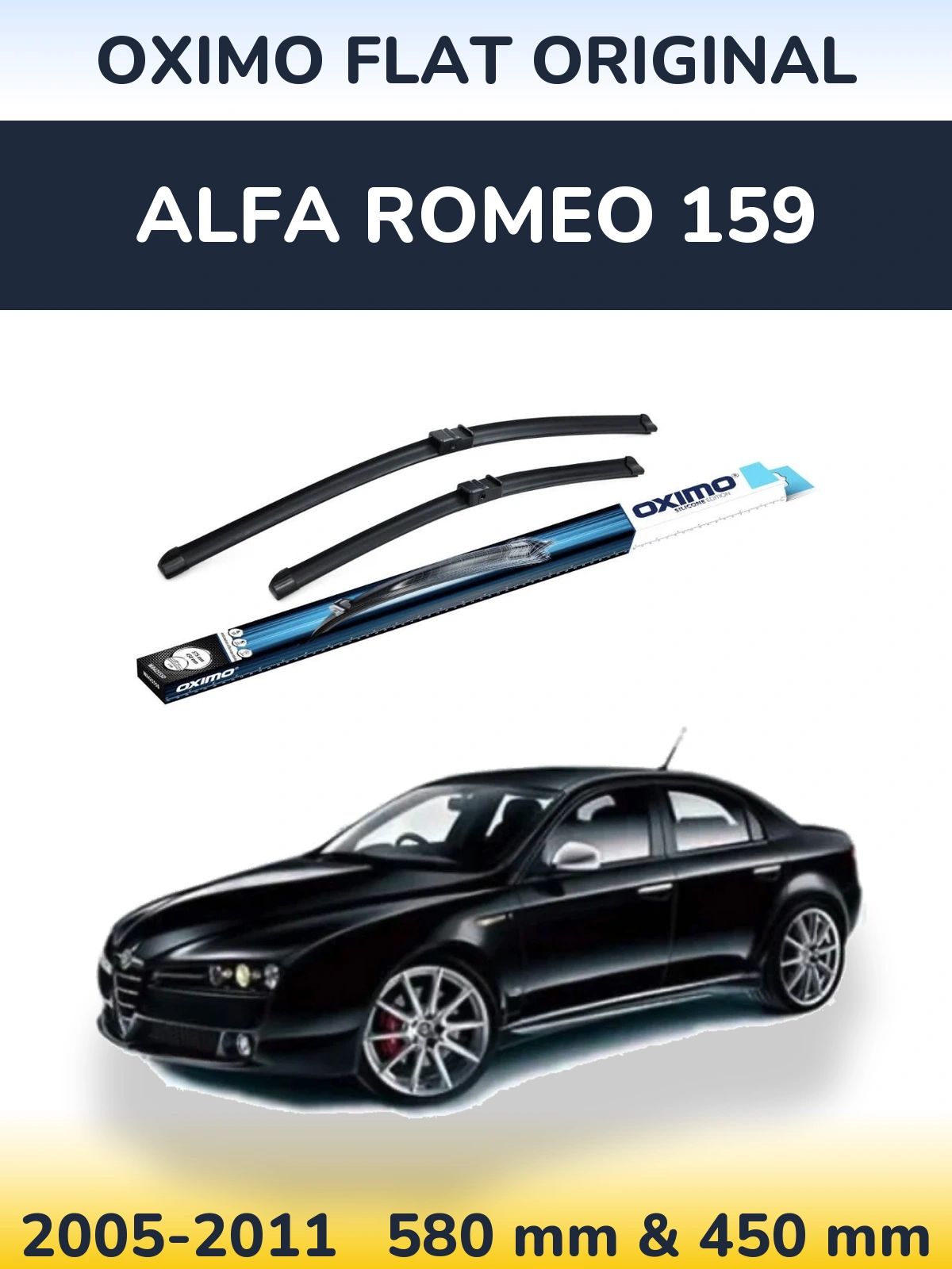 Sada předních stěračů Oximo Flat Original 580 a 450 mm pro Alfa Romeo 159 2005-2011