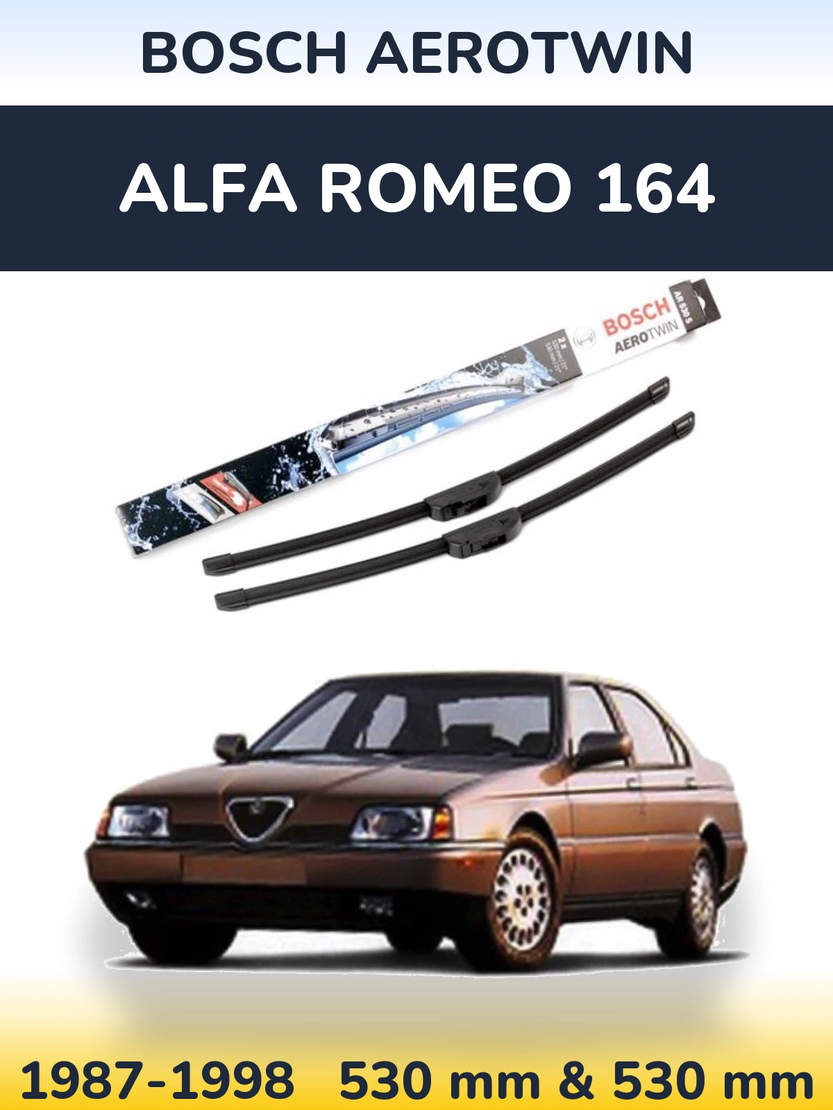 Комплект передніх щіток BOSCH AeroTwin 530 & 530 мм для Alfa Romeo 164 1987-1998