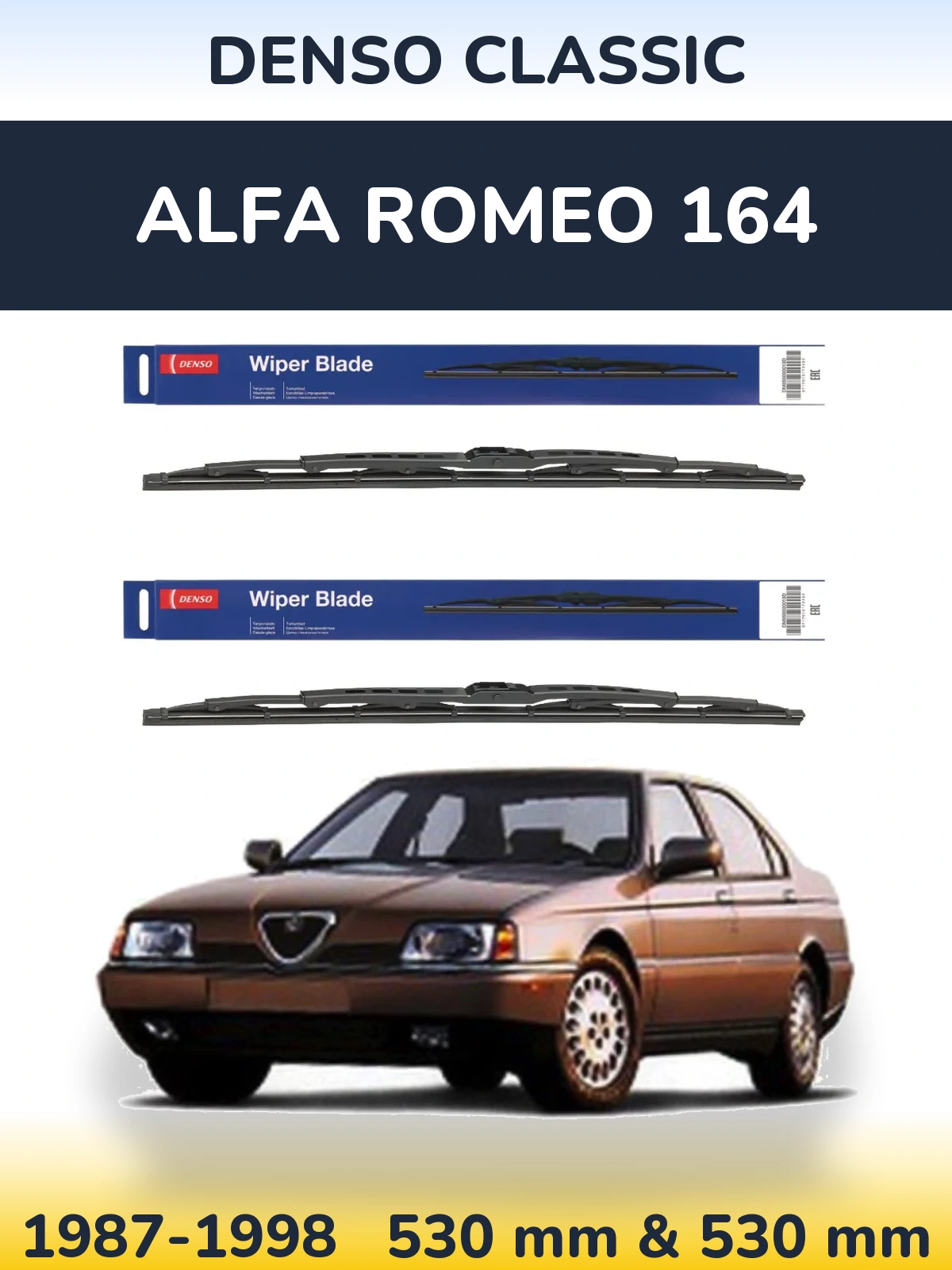 Комплект передніх щіток Denso Classic 530 & 530 мм для Alfa Romeo 164 1987-1998