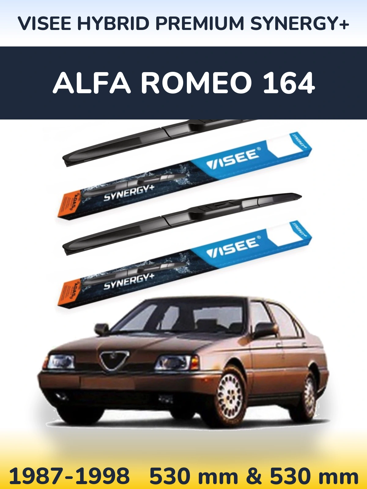 Комплект передніх щіток VISEE HYBRID PREMIUM SYNERGY+ 530 & 530 мм для Alfa Romeo 164 1987-1998
