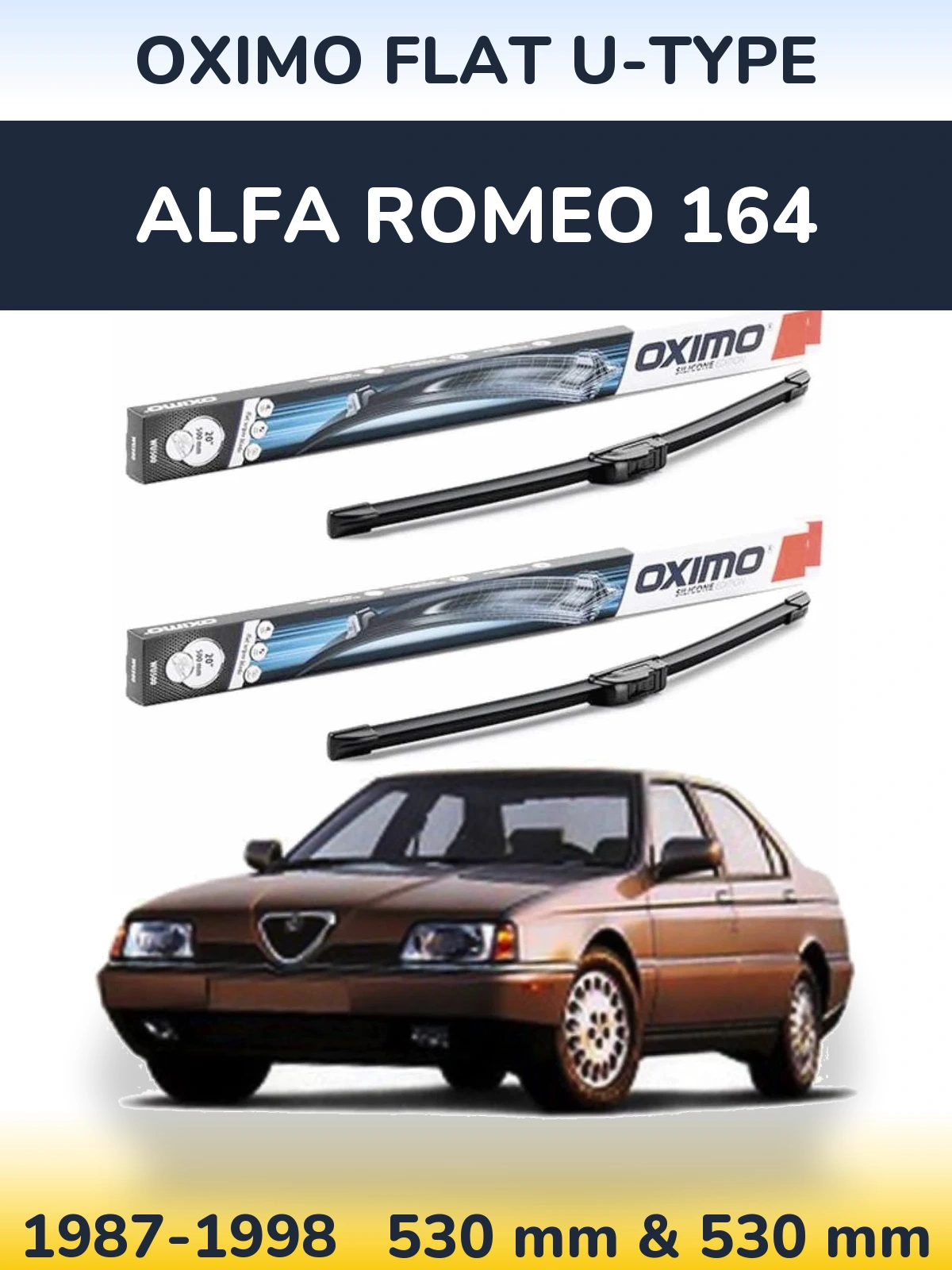 Комплект передніх щіток Oximo Flat U-type 530 & 530 мм для Alfa Romeo 164 1987-1998