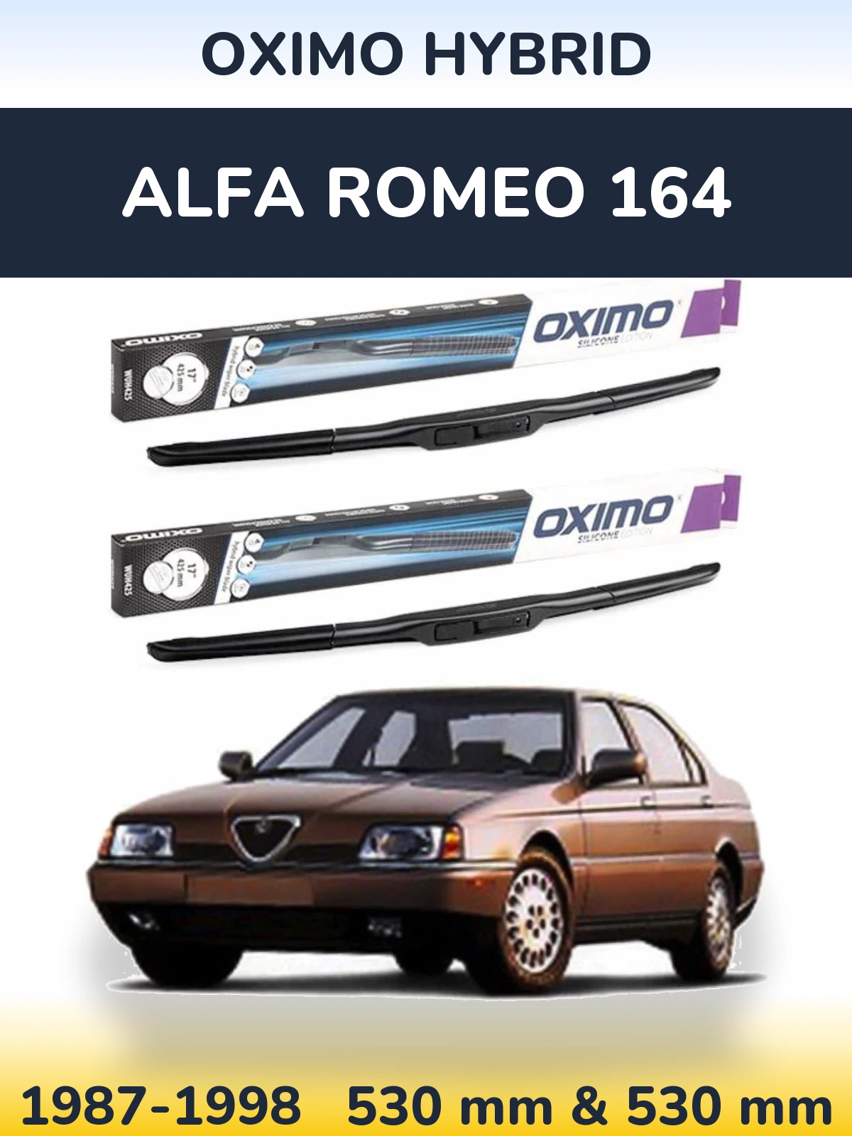 Комплект передніх щіток Oximo Hybrid 530 & 530 мм для Alfa Romeo 164 1987-1998