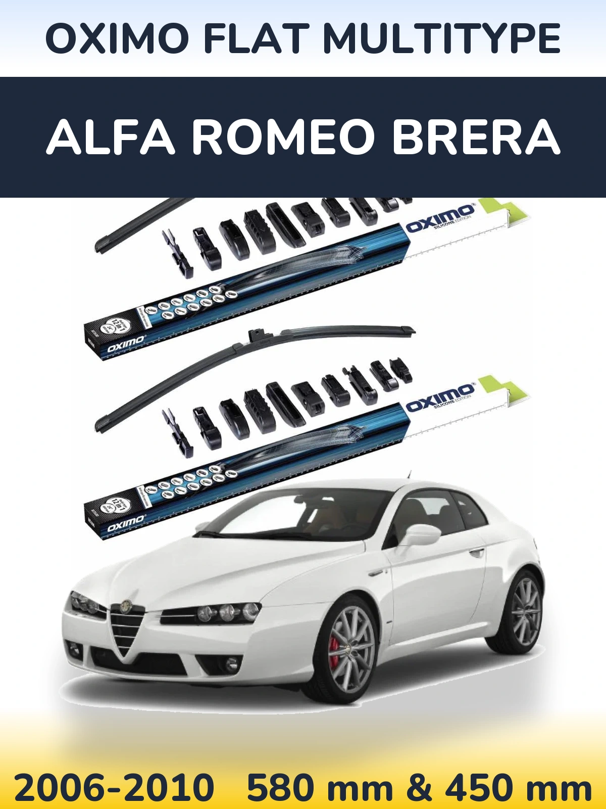 Sada předních stěračů Oximo Flat MultiType 580 a 450 mm pro Alfa Romeo Brera 2006-2010