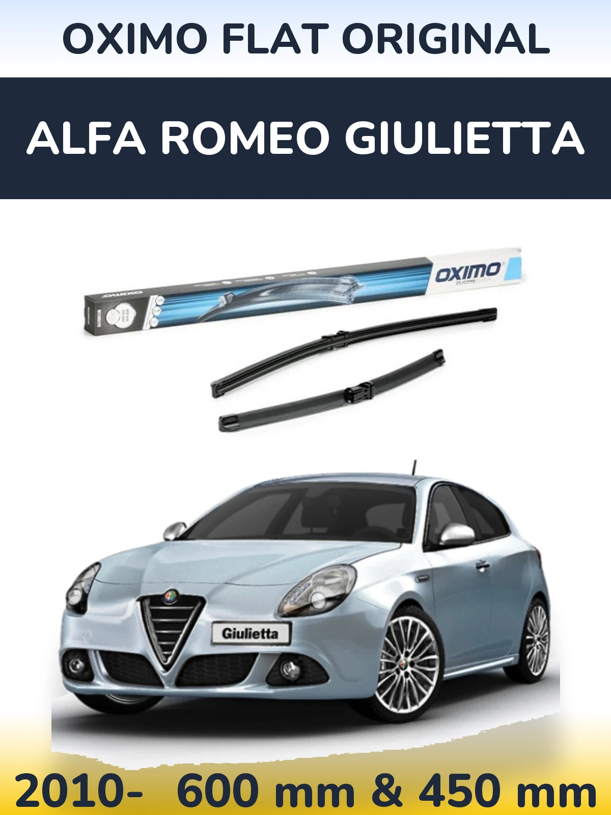 Комплект передніх щіток Oximo Flat Original 600 & 450 мм для Alfa Romeo Giulietta 2010-2026