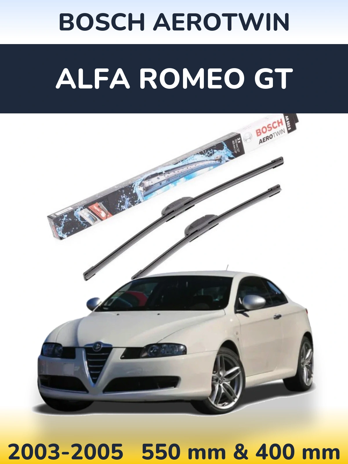 Sada předních stěračů BOSCH AeroTwin 550 a 400 mm pro Alfa Romeo GT 2003-2005