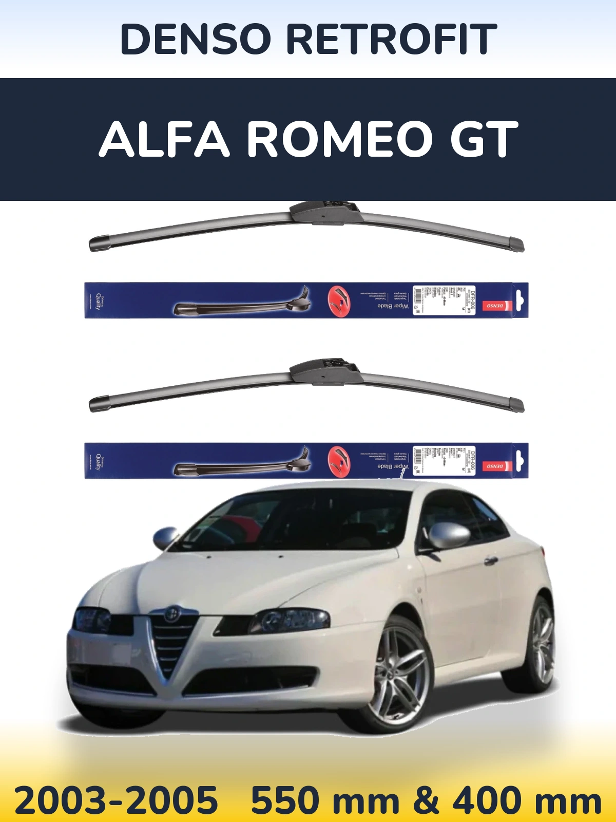 Sada předních stěračů Denso Retrofit 550 a 400 mm pro Alfa Romeo GT 2003-2005