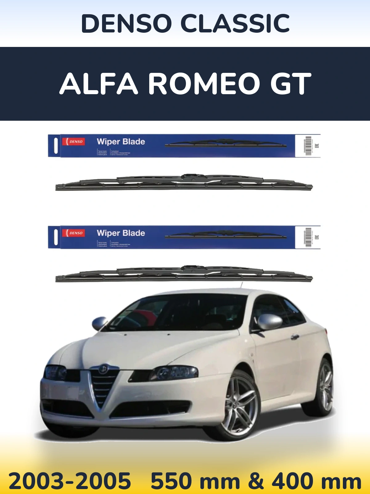 Sada předních stěračů Denso Classic 550 a 400 mm pro Alfa Romeo GT 2003-2005