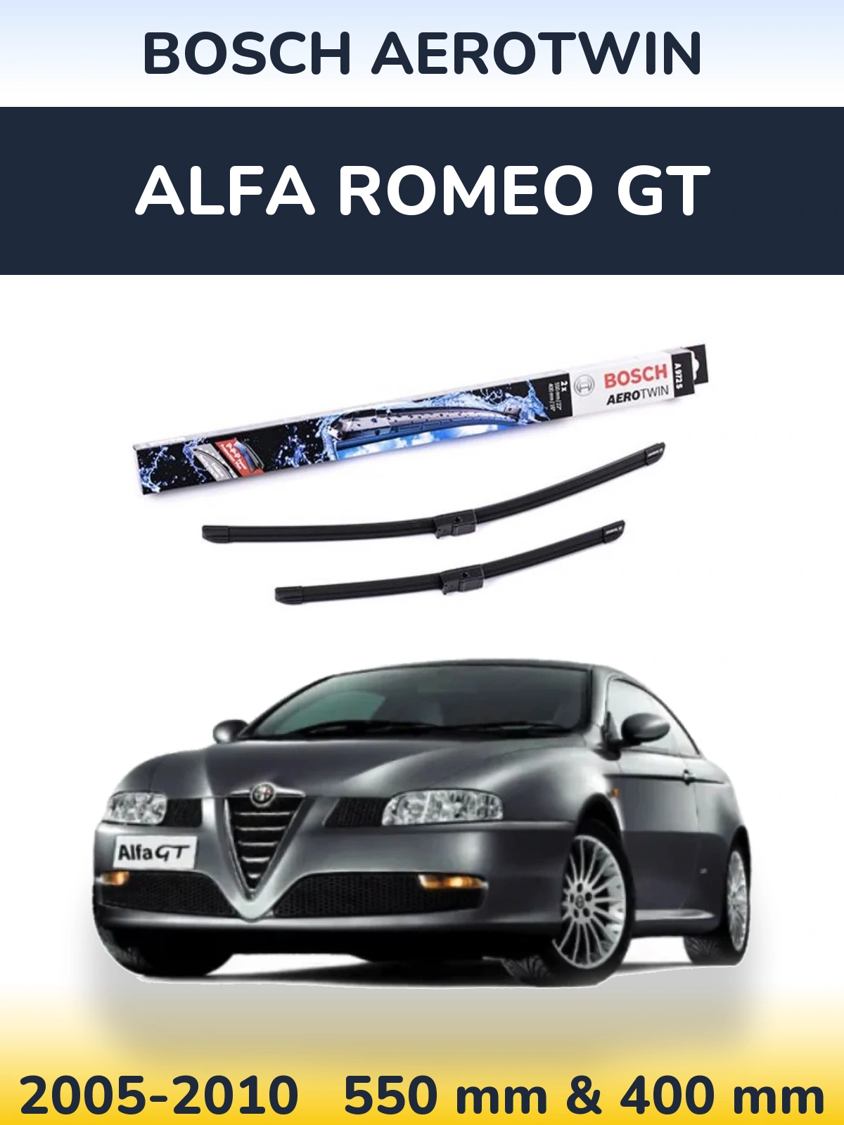 Комплект передніх щіток BOSCH AeroTwin 550 & 400 мм для Alfa Romeo GT 2005-2010
