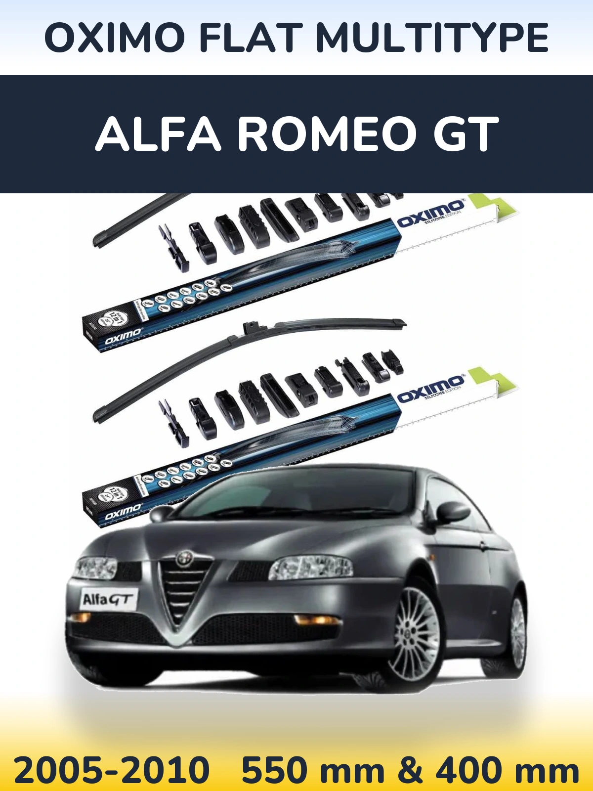 Sada předních stěračů Oximo Flat MultiType 550 a 400 mm pro Alfa Romeo GT 2005-2010