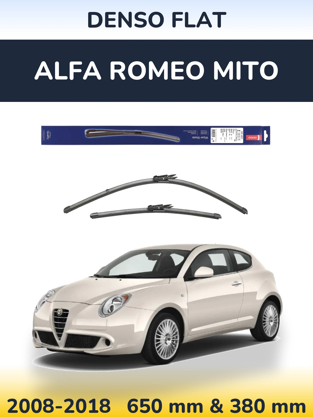 Sada předních stěračů Denso Flat 650 a 380 mm pro Alfa Romeo MiTo 2008-2018