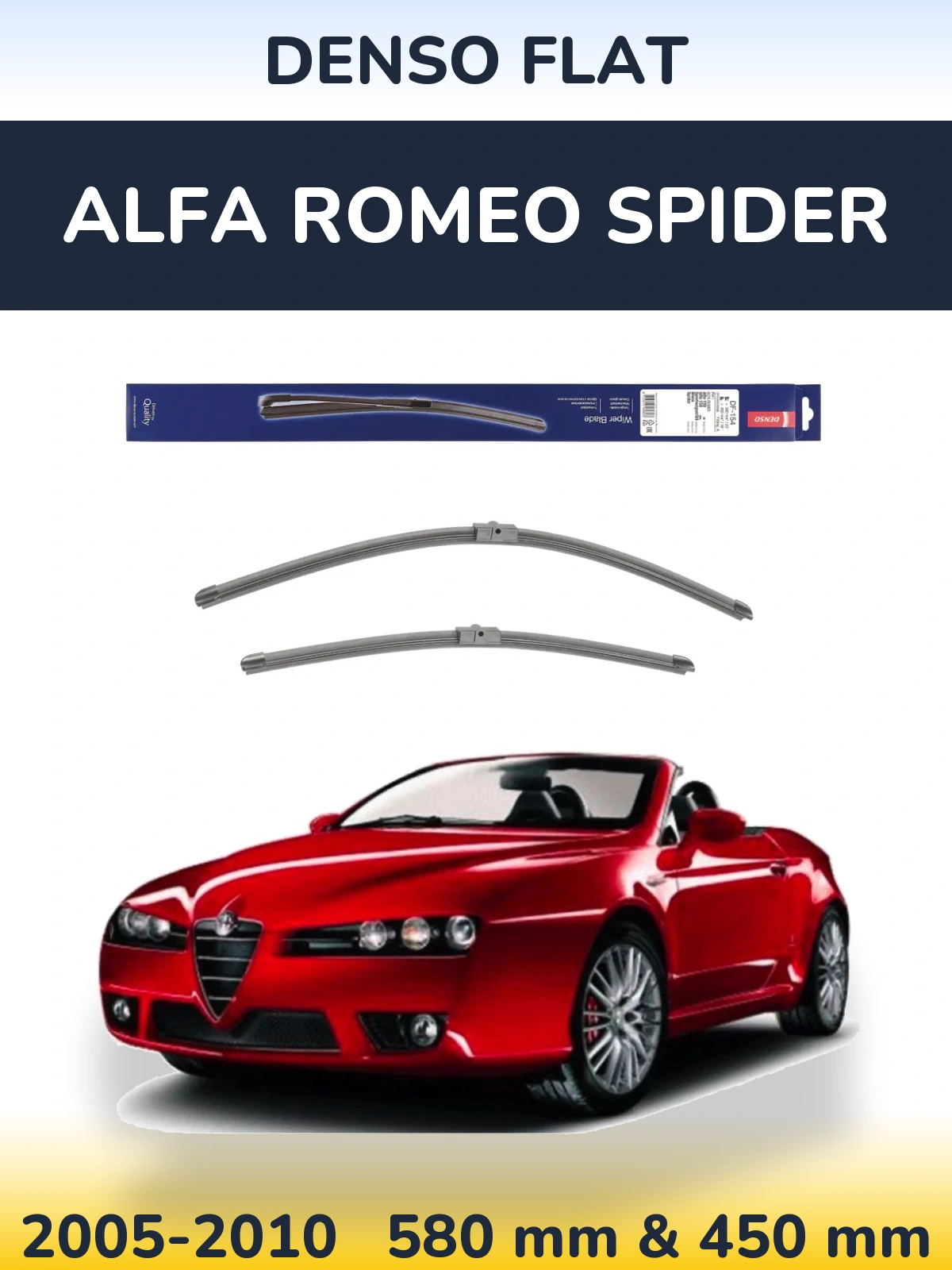 Sada předních stěračů Denso Flat 580 a 450 mm pro Alfa Romeo Spider 2005-2010