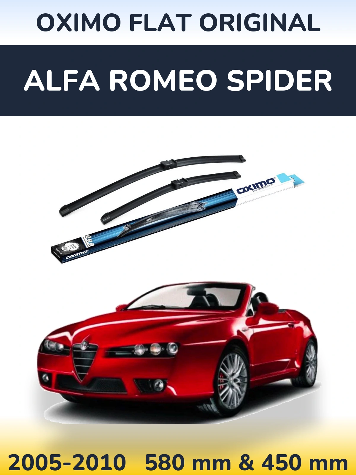 Sada předních stěračů Oximo Flat Original 580 a 450 mm pro Alfa Romeo Spider 2005-2010