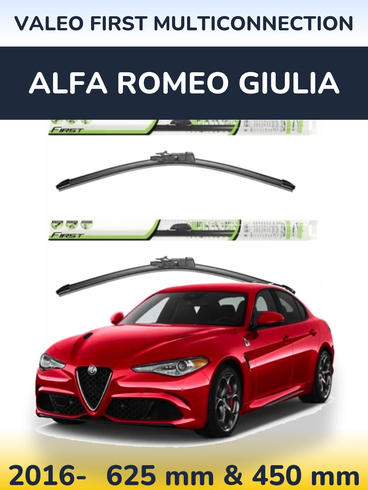 Sada předních stěračů Valeo First MultiConnection 600 a 450 mm pro Alfa Romeo Giulia 2016-2026